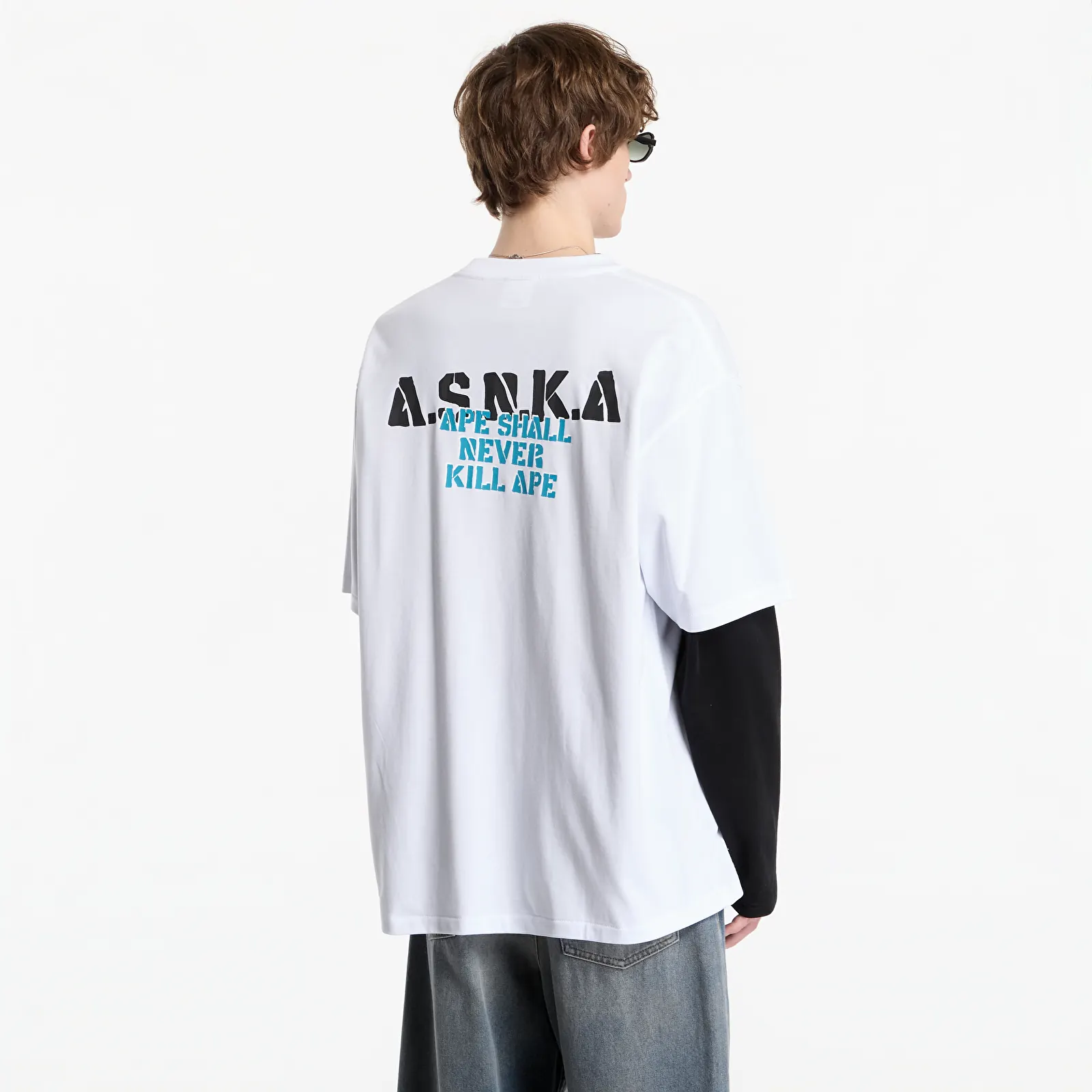 Magliette A Bathing Ape Stencil Font Ape Head Relaxed Fit Tee UNISEX White