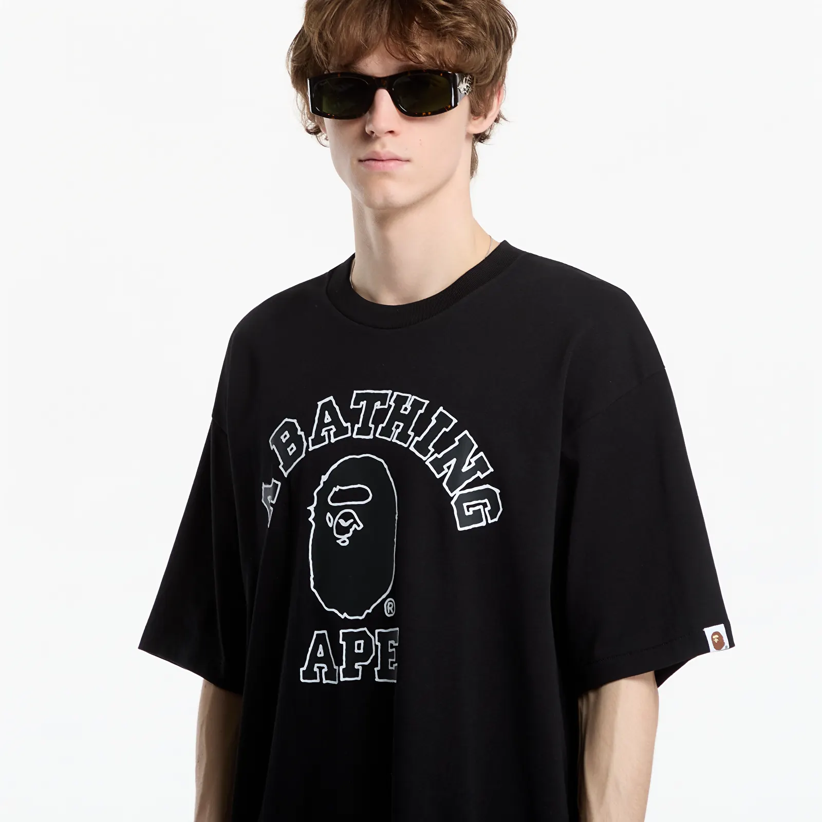 Magliette A Bathing Ape Hand Drawn Outline College Relaxed Fit Tee UNISEX Black