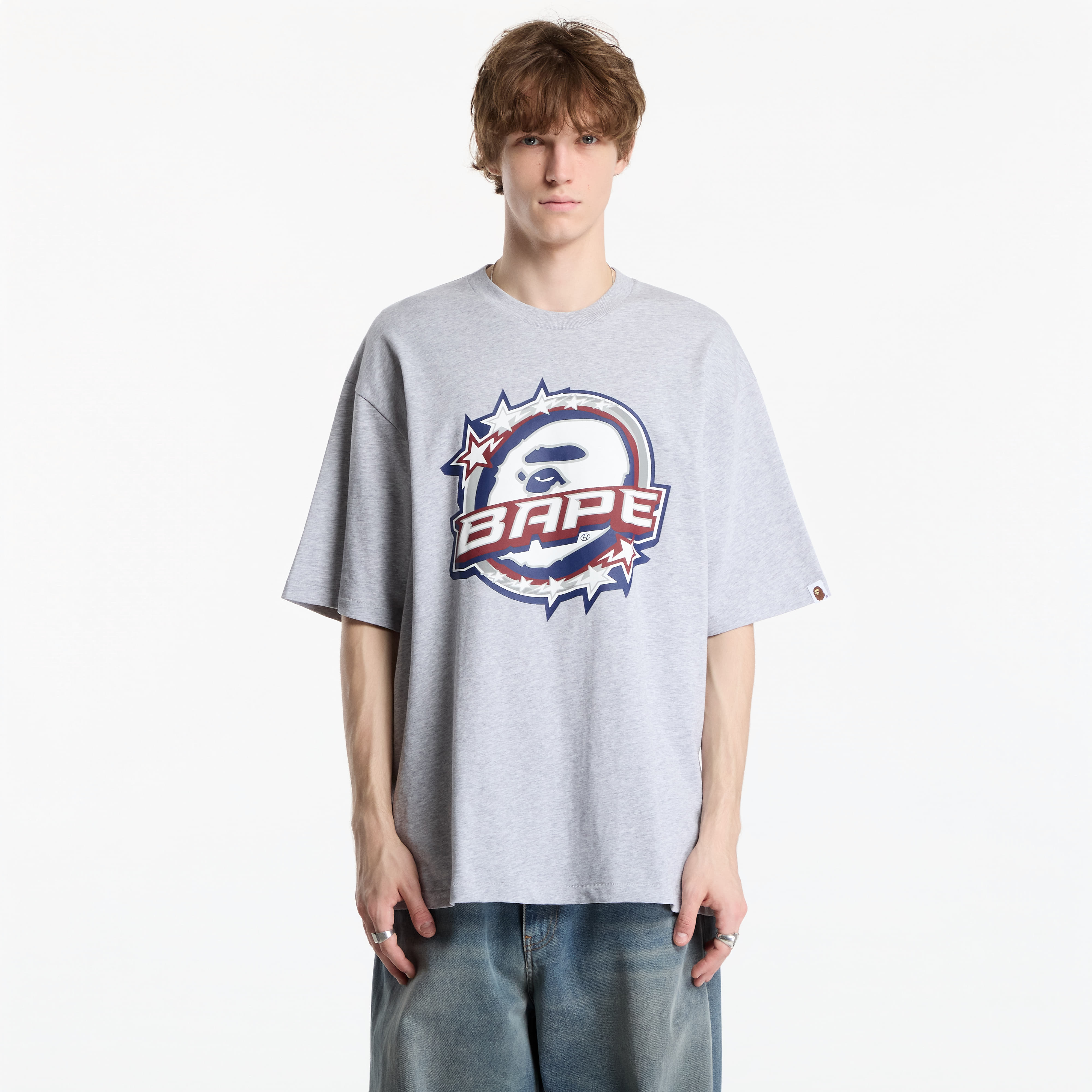 T-shirt A Bathing Ape Bape Twin Sta Logo Relaxed Fit Tee UNISEX Gray S