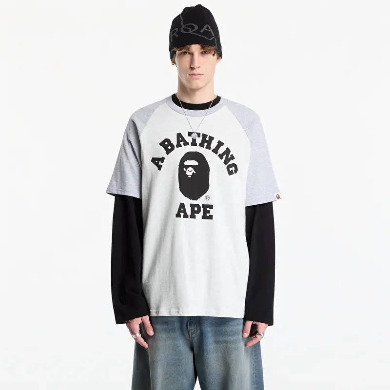 A Bathing Ape College Raglan Relaxed Fit Tee UNISEX Gray