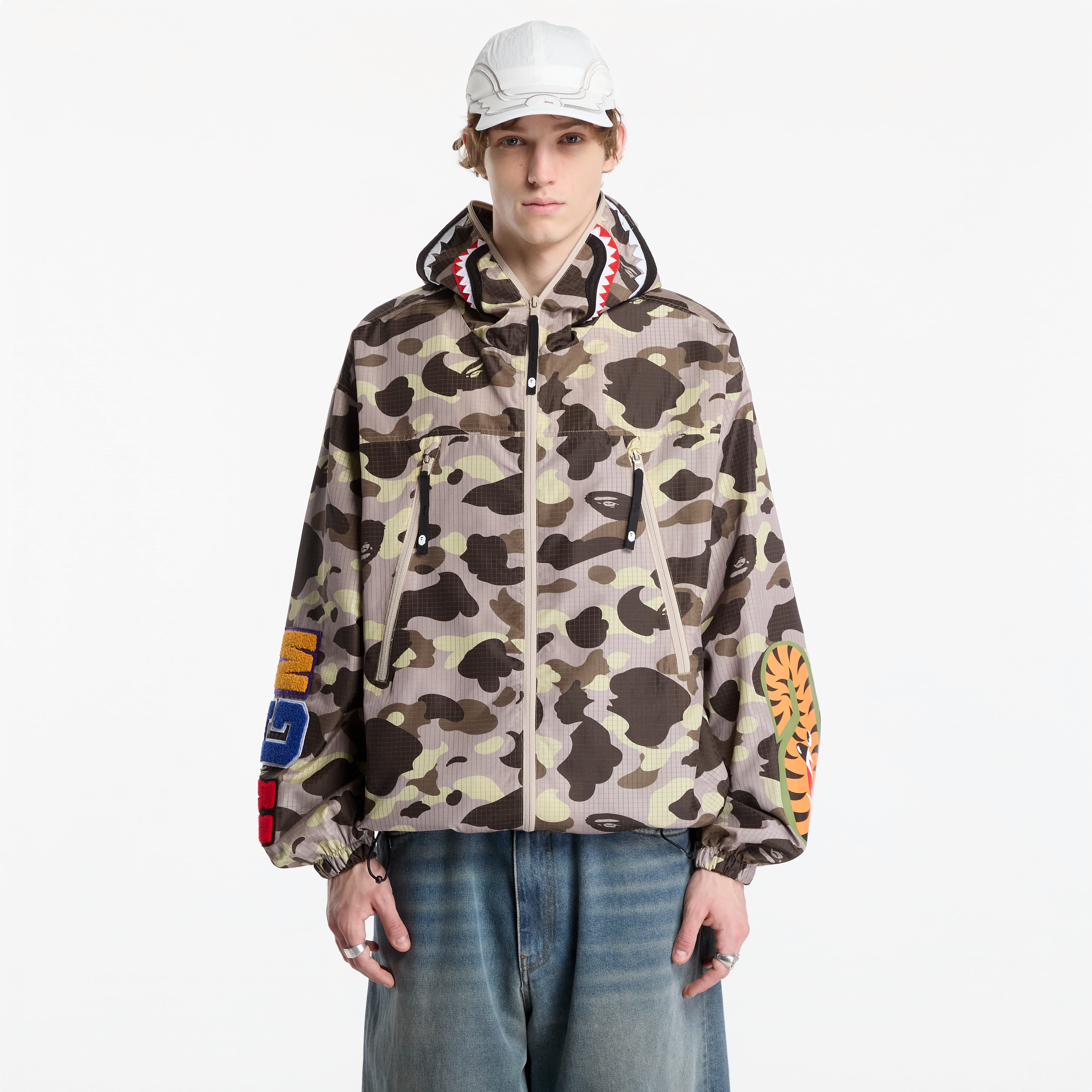 Jakke A Bathing Ape Color Camo Reflective Ripstop Shark Full Zip Jacket UNISEX Brown S