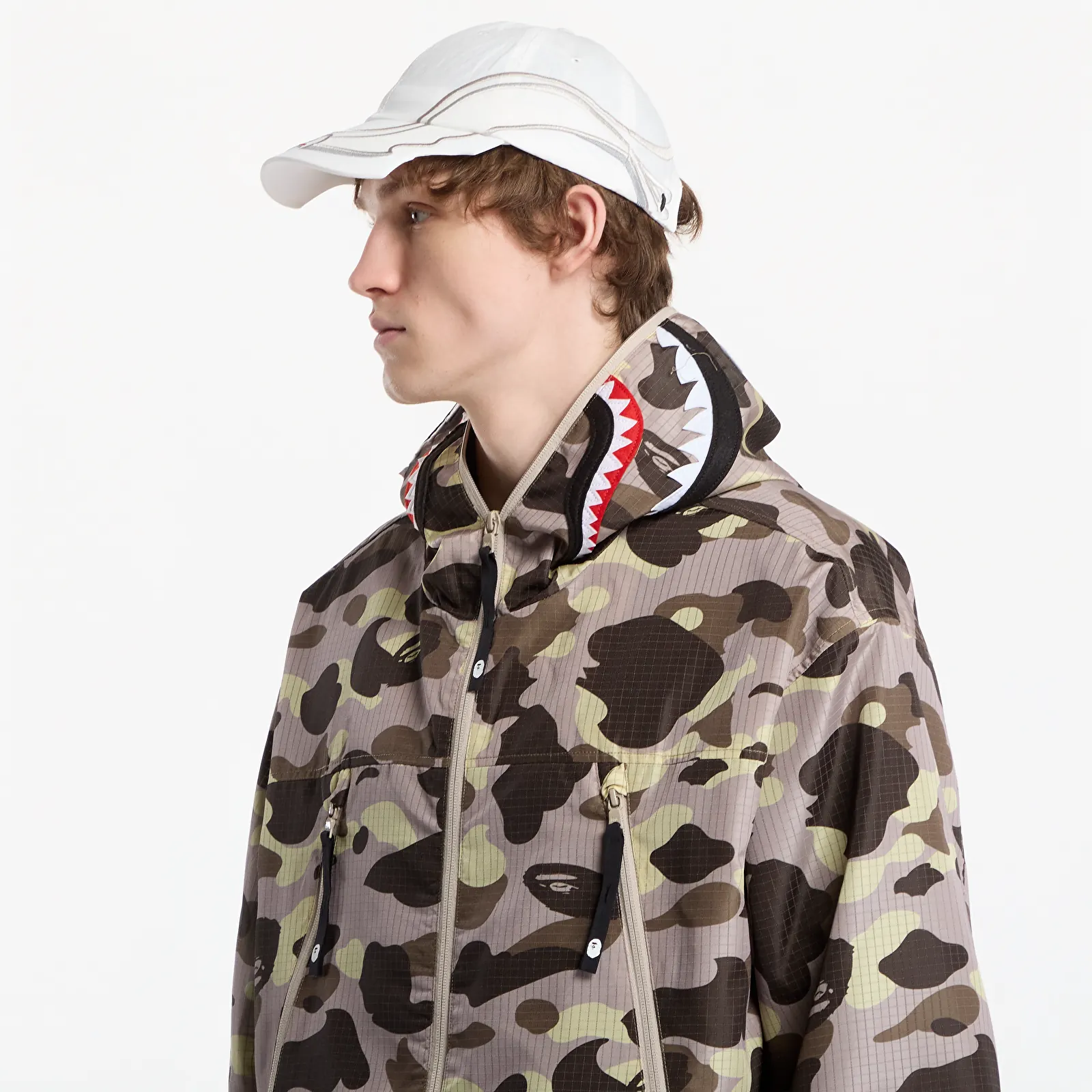 Takit A Bathing Ape Color Camo Reflective Ripstop Shark Full Zip Jacket UNISEX Brown
