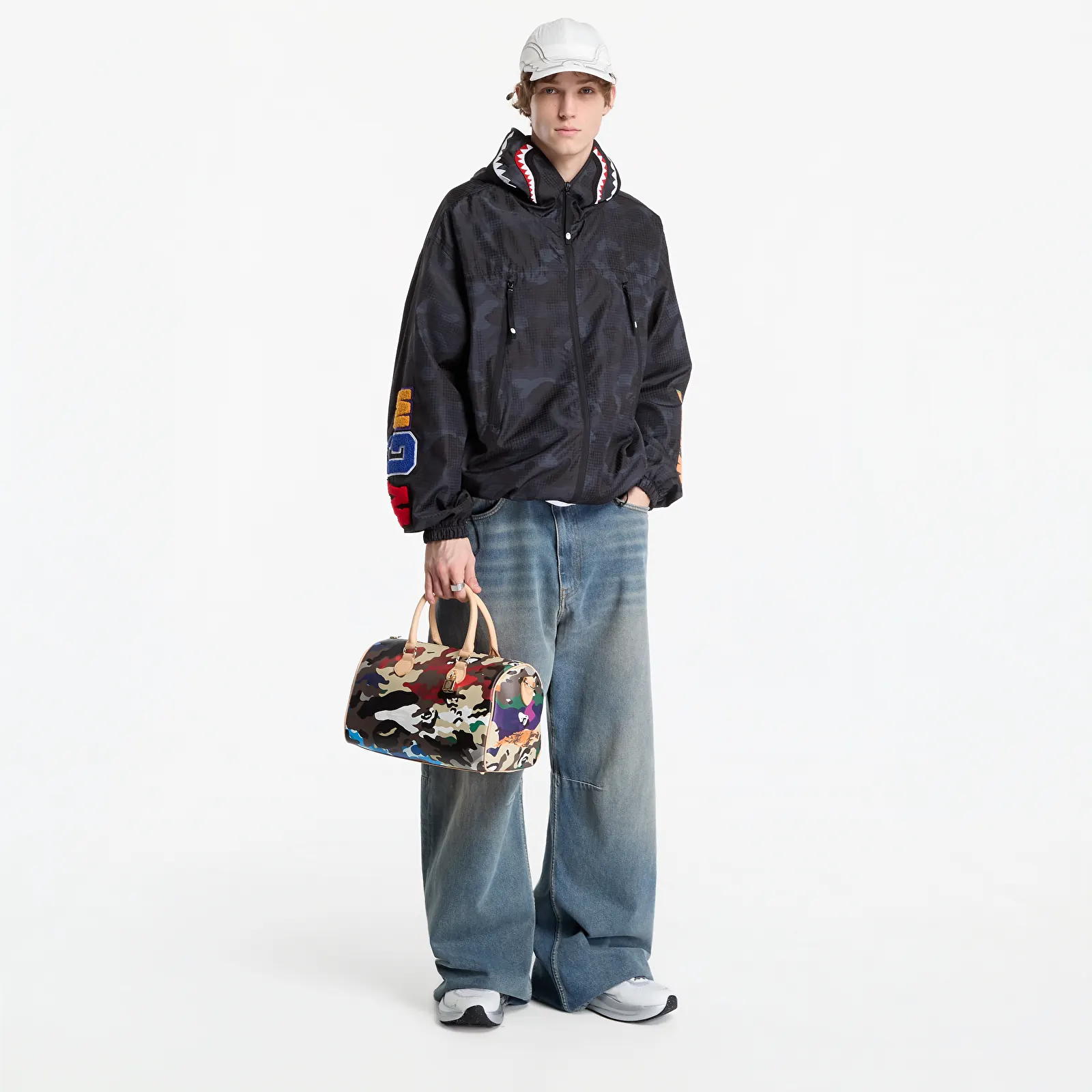Takit A Bathing Ape Color Camo Reflective Ripstop Shark Full Zip Jacket UNISEX Black