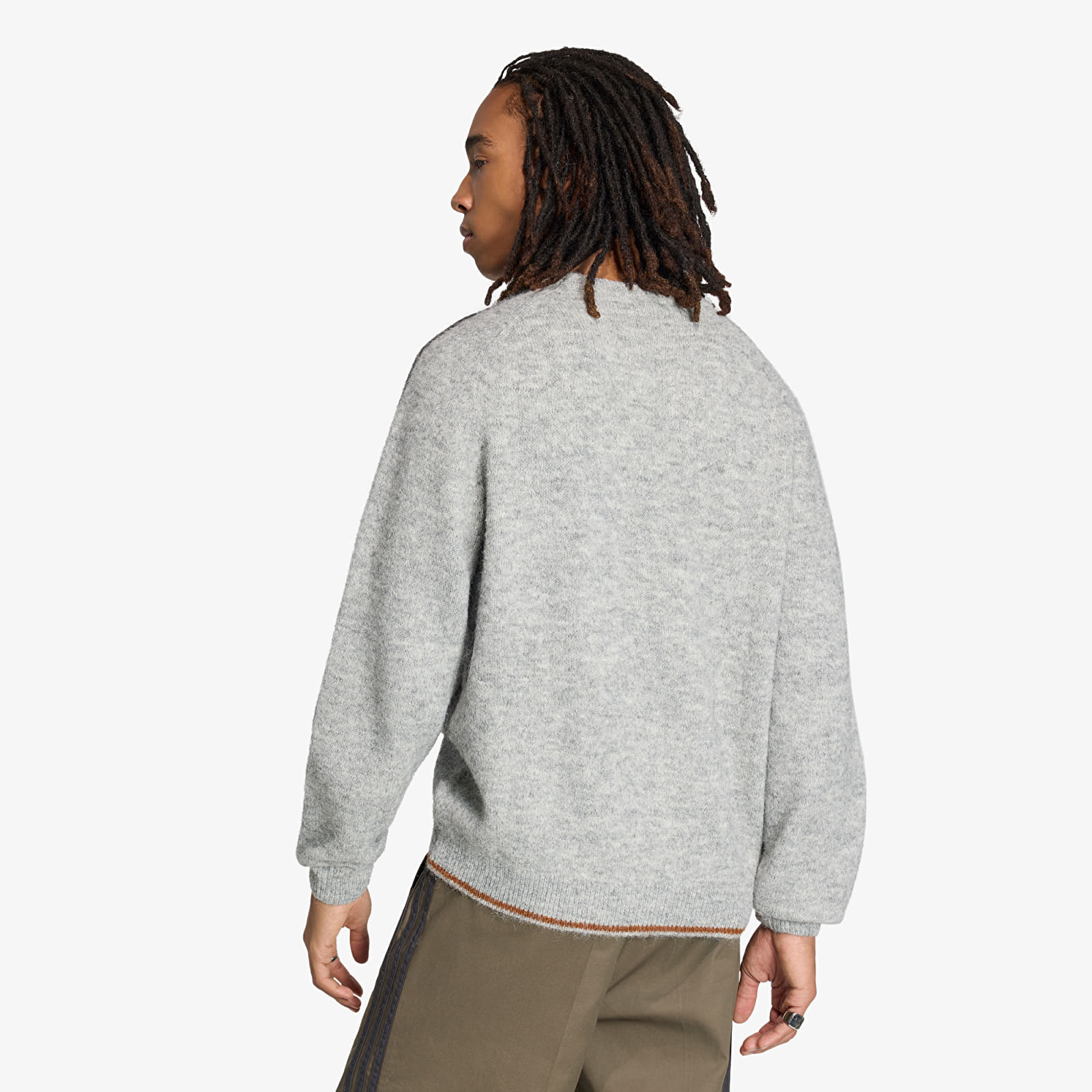 Sweaters adidas 3-Stripes Fluffy Knit Crew Sweatshirt Medium Grey Heather