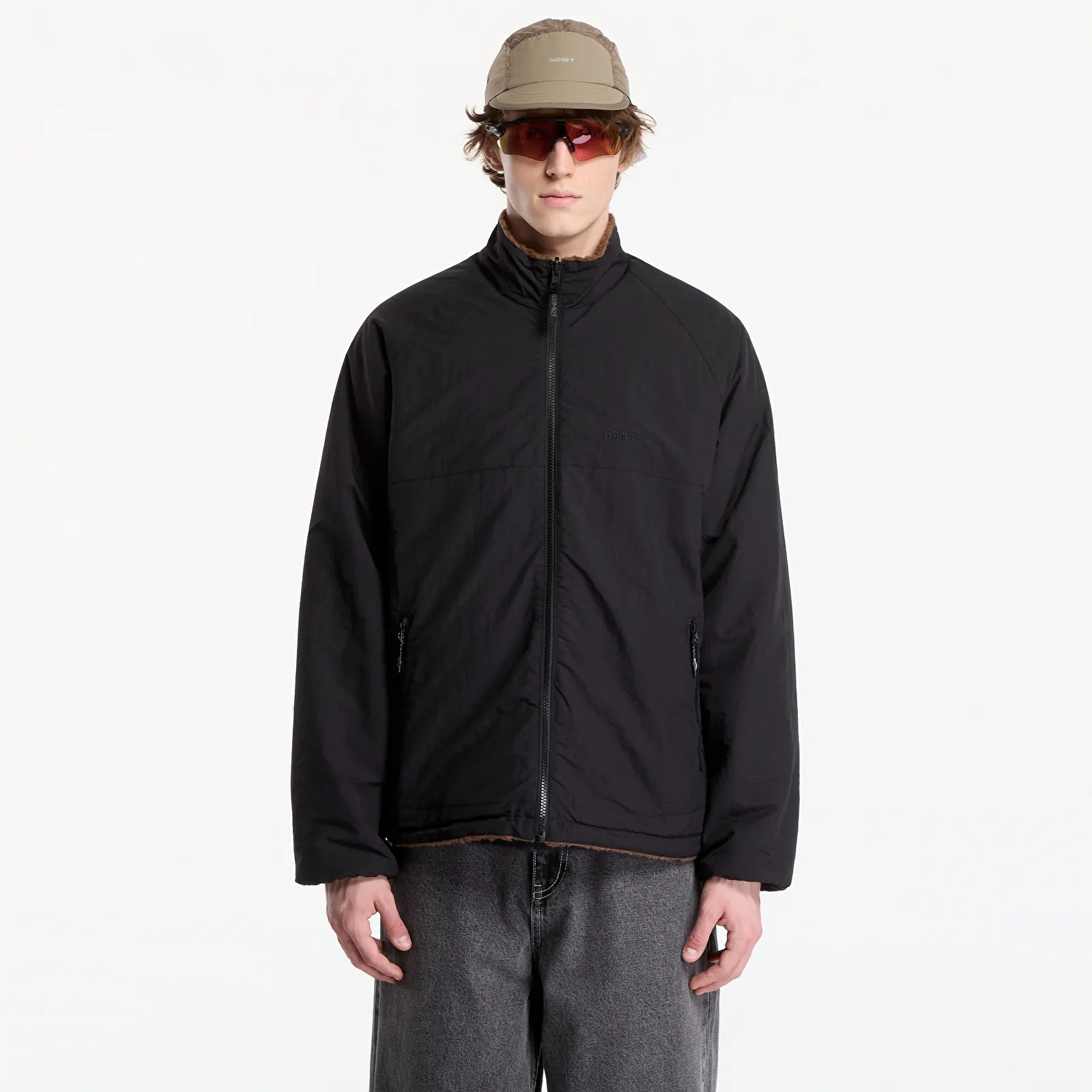 Bomberjacks Gramicci Reversible Sherpa Jacket Dark Brown/black