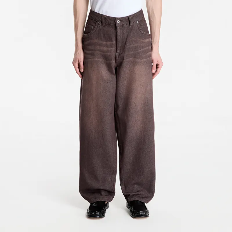 Džínsy Dime Baggy Denim Pants Sandblasted Dark Brown