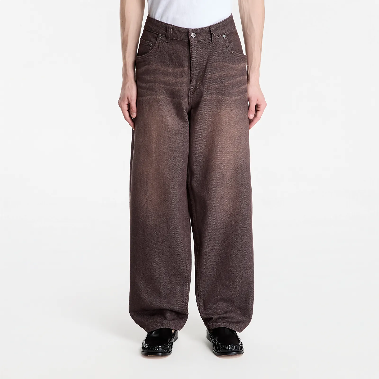 Jeans Dime Baggy Denim Pants Sandblasted Dark Brown