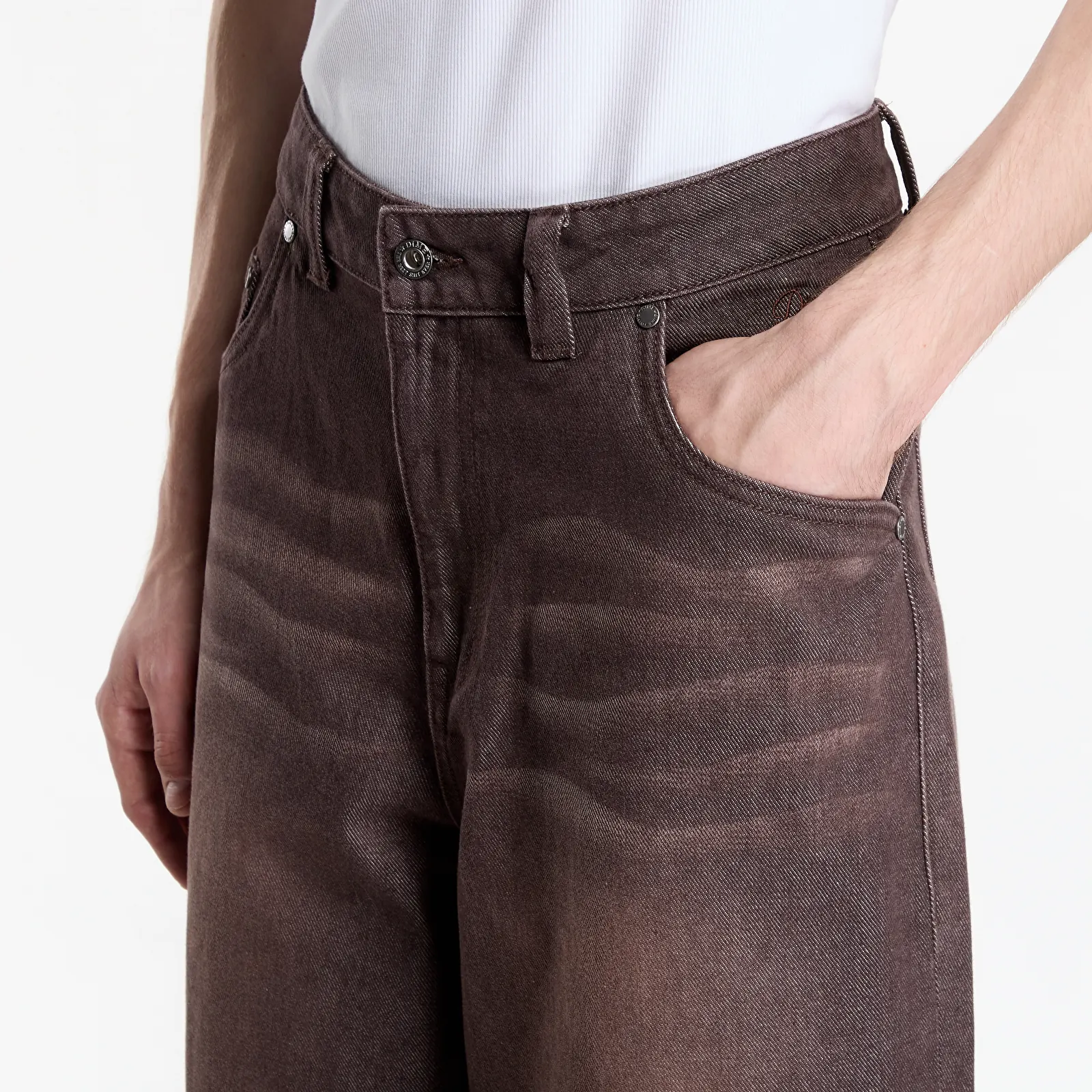 Jeans Dime Baggy Denim Pants Sandblasted Dark Brown