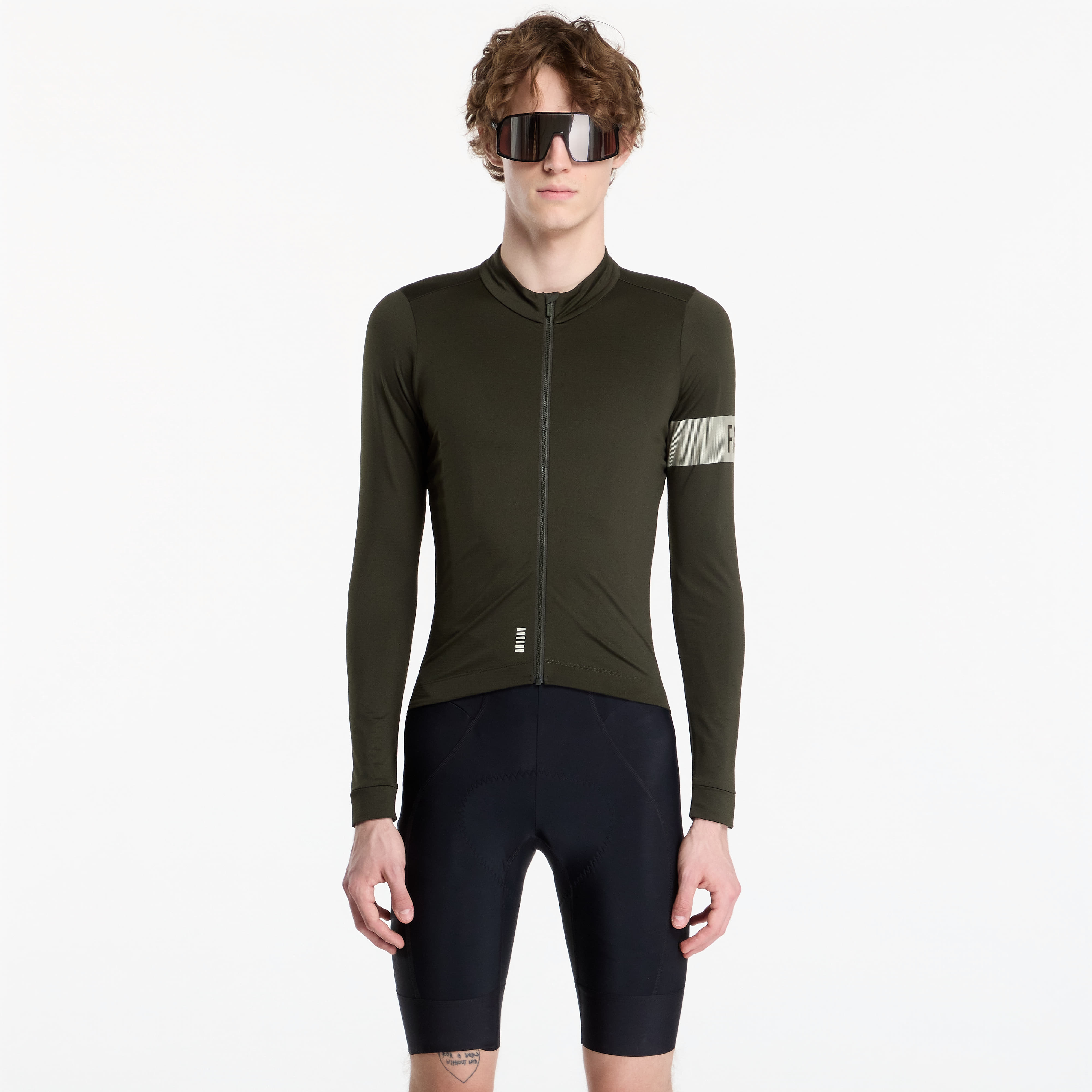 Джърси Rapha Men's Pro Team Long Sleeve Midweight Jersey Bottle Green/ White XL