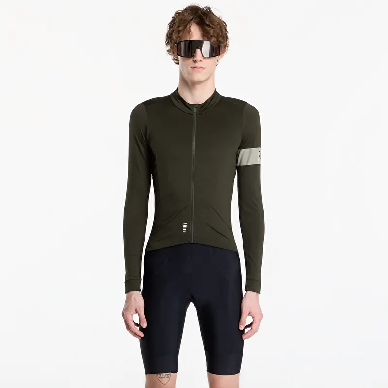 Jersey Rapha Men's Pro Team Long Sleeve Midweight Jersey Bottle Green/ White