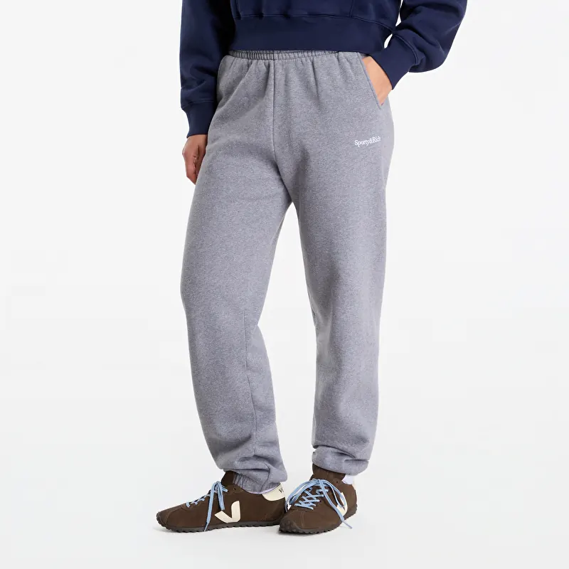 Sporty & Rich Serif Logo Embroidered Sweatpant UNISEX Medium Heather Gray