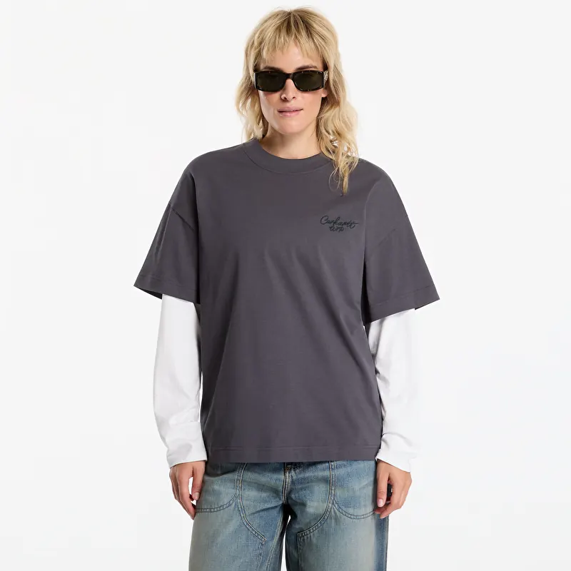 T-shirt Carhartt WIP S/S Signature Script T-Shirt UNISEX Graphite/ Dark Scarab