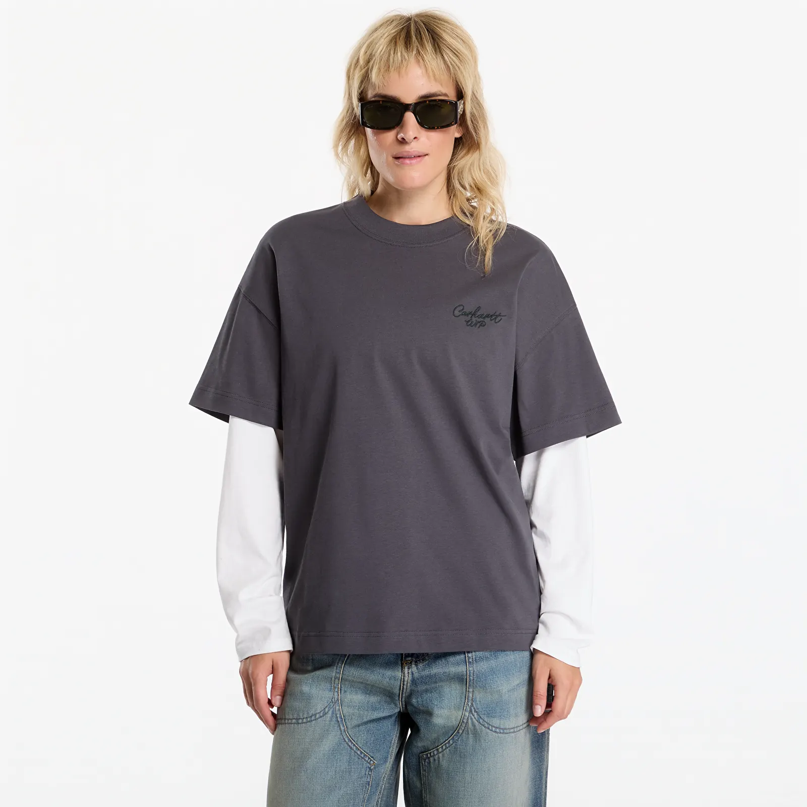 T-shirts Carhartt WIP S/S Signature Script T-Shirt UNISEX Graphite/ Dark Scarab