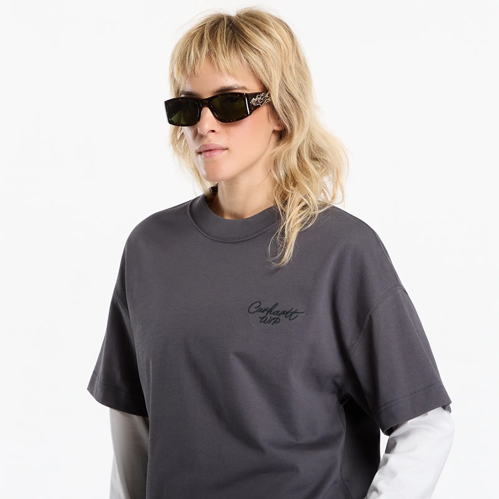 T-shirts Carhartt WIP S/S Signature Script T-Shirt UNISEX Graphite/ Dark Scarab
