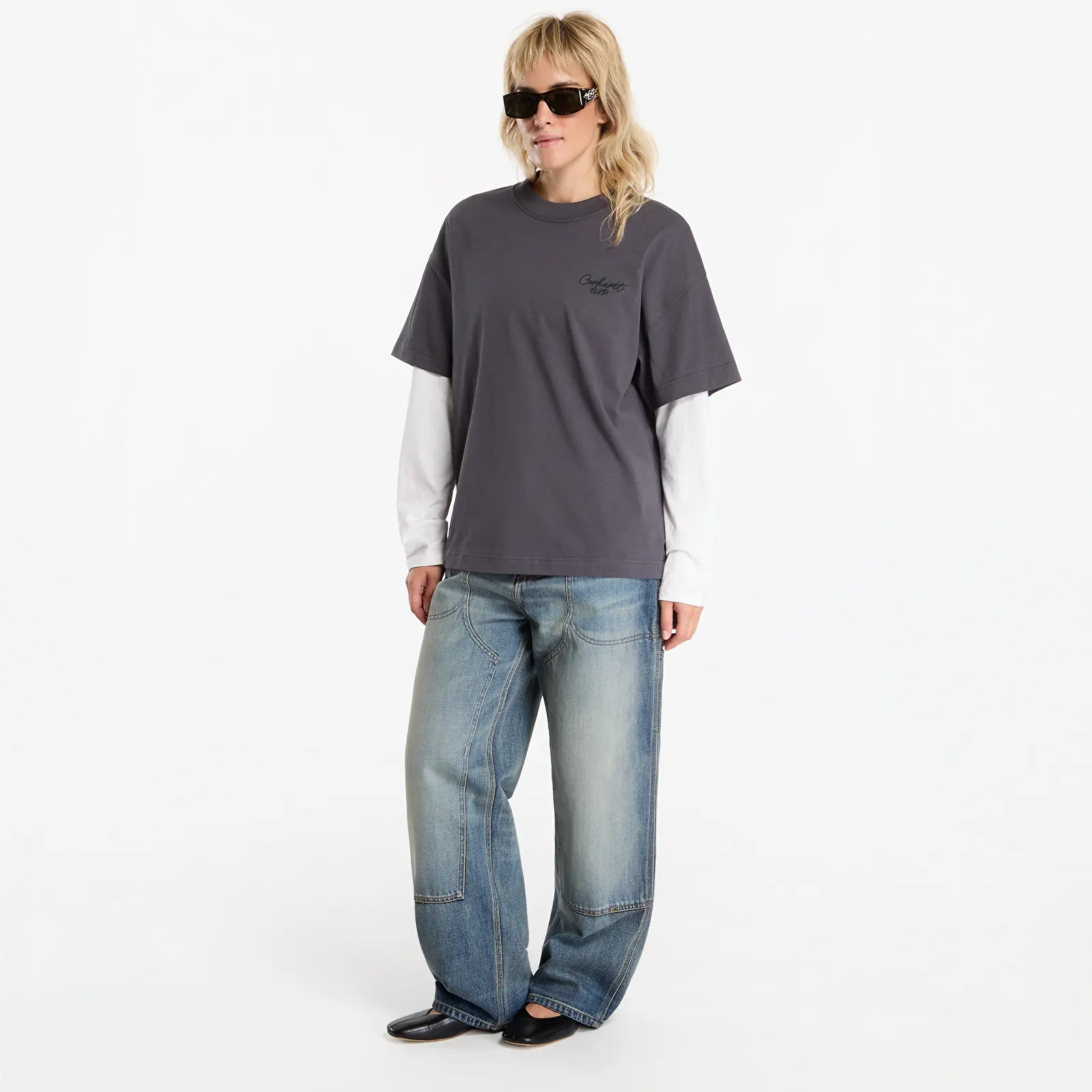 T-shirts Carhartt WIP S/S Signature Script T-Shirt UNISEX Graphite/ Dark Scarab