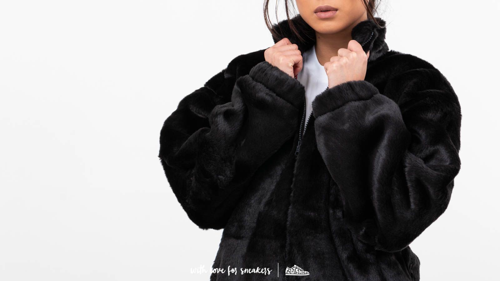 Adidas black fur jacket top