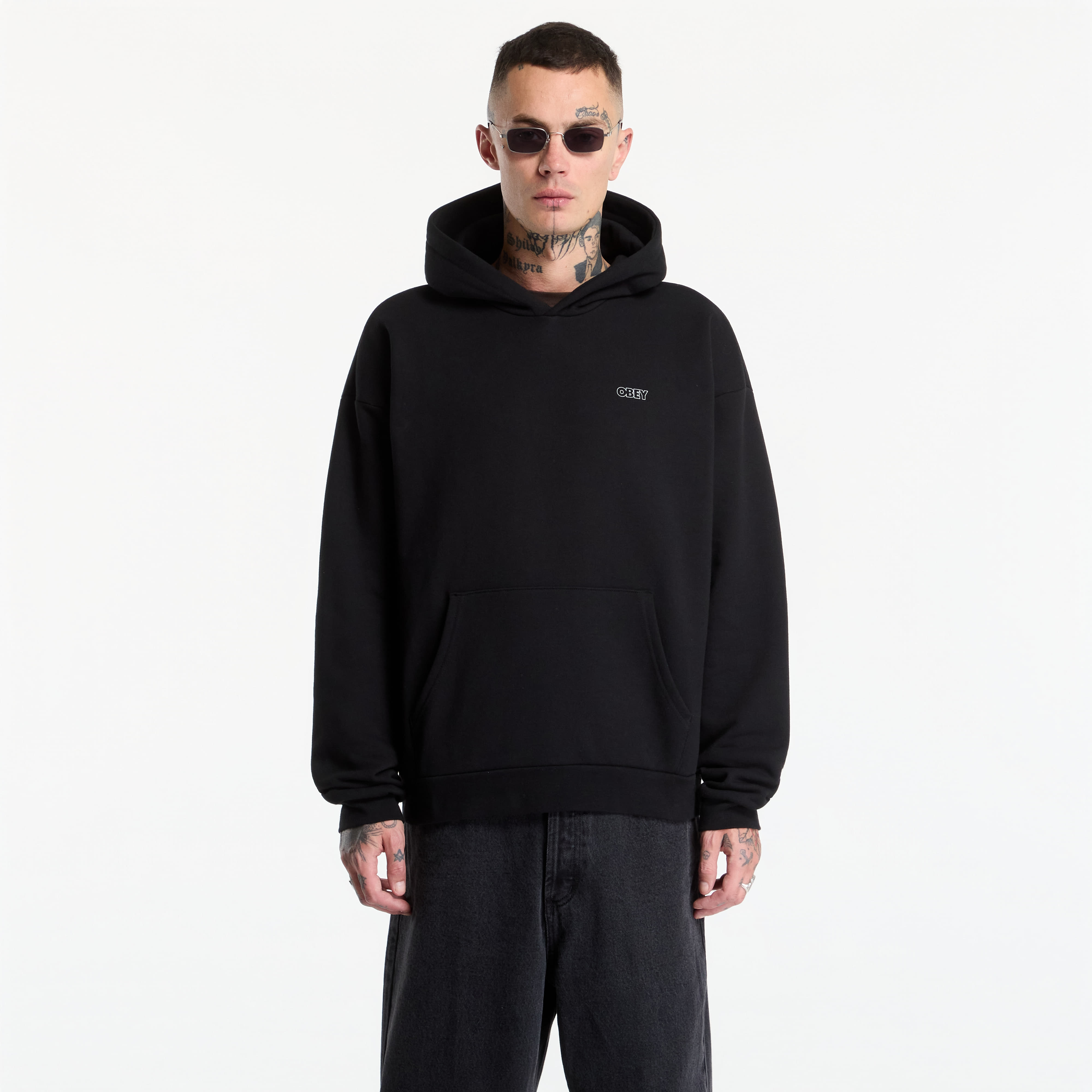 Суитшърт Obey Treble Extra Heavy Hood Black L