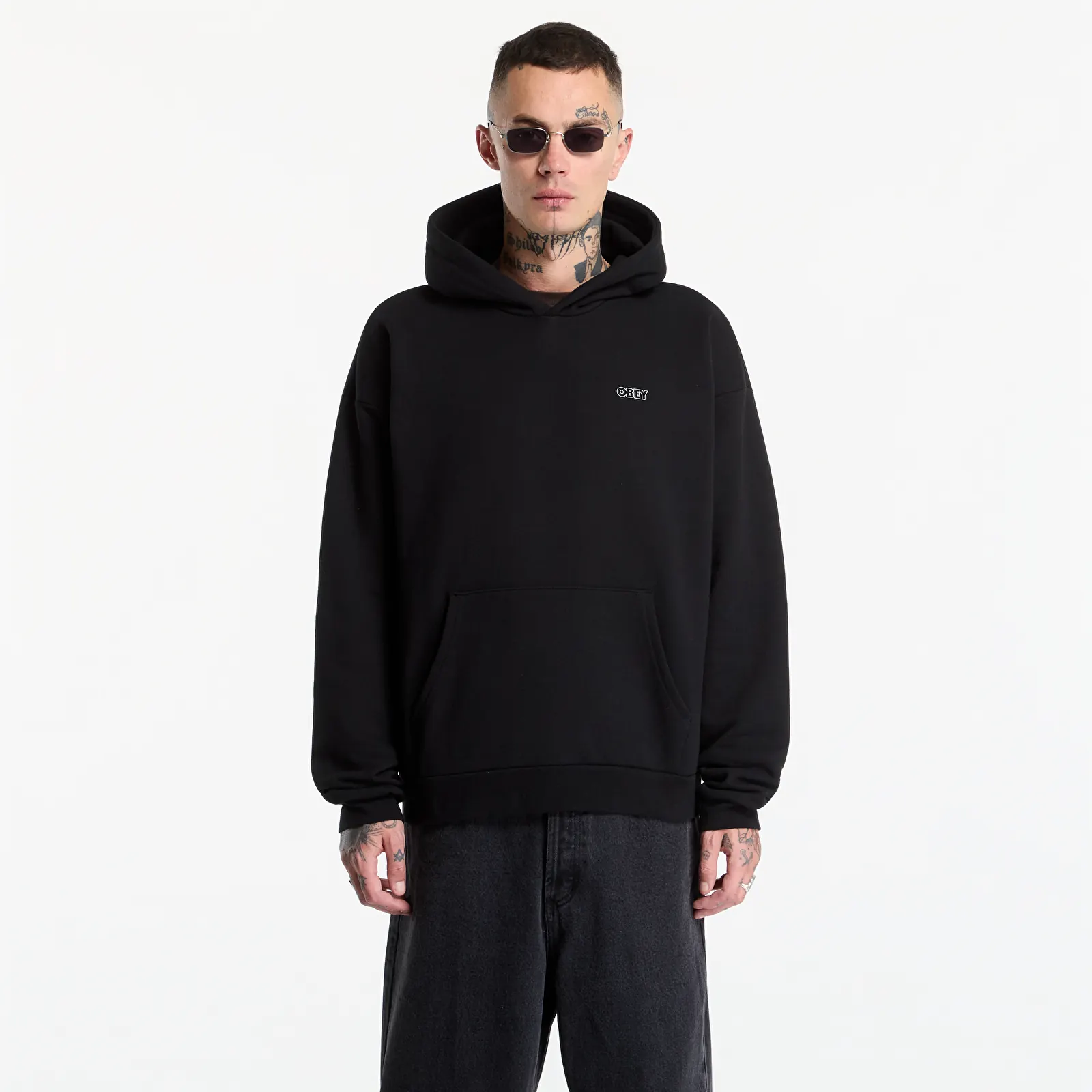 Puloverji   Obey Treble Extra Heavy Hood Black