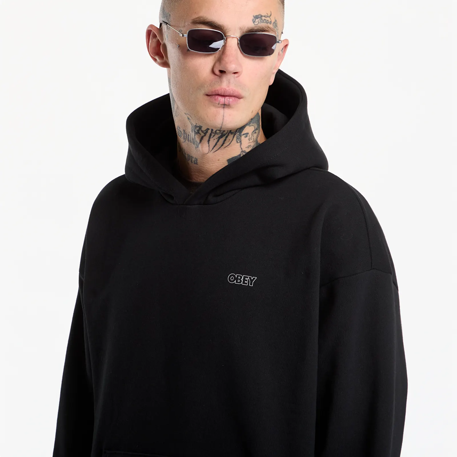 Puloverji   Obey Treble Extra Heavy Hood Black