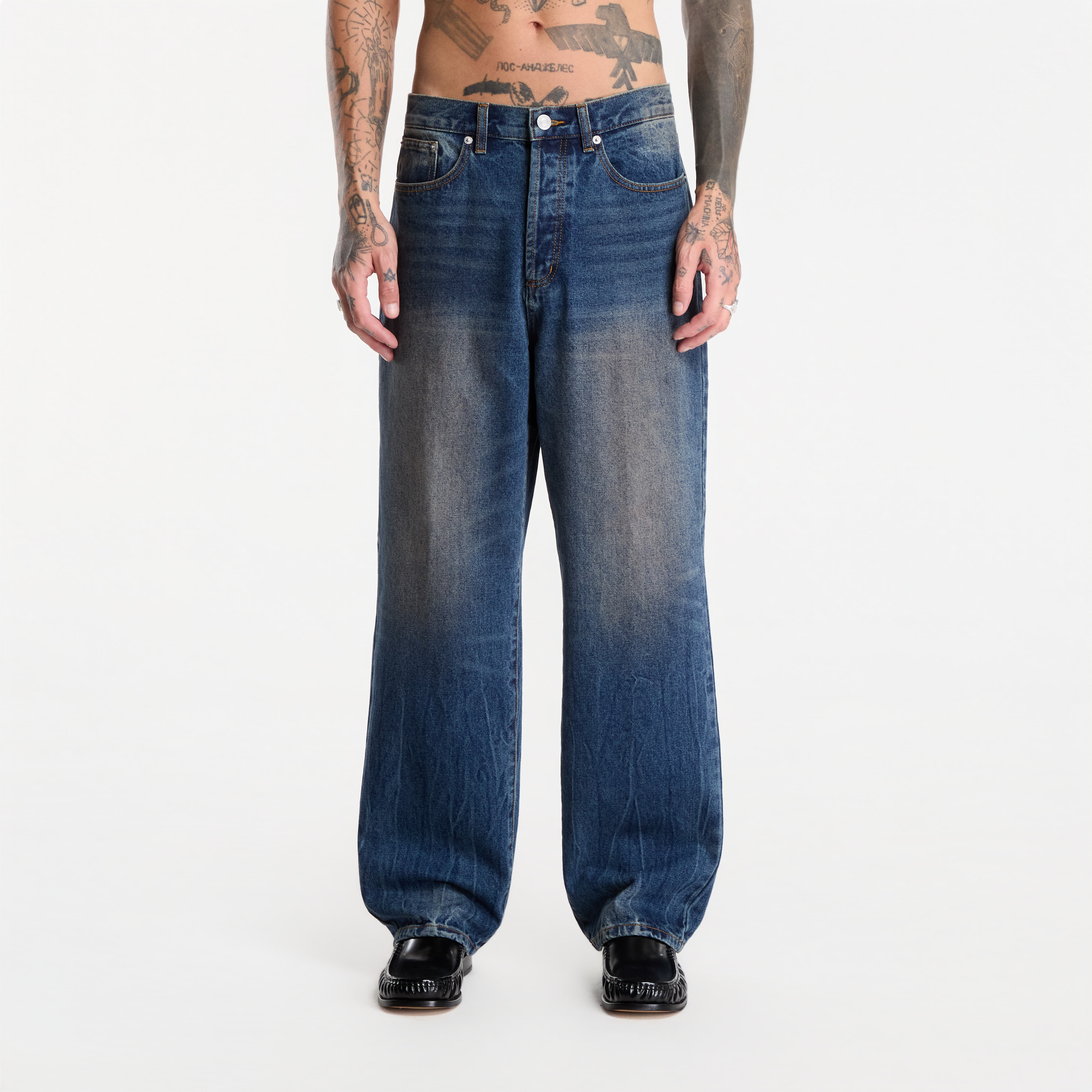 Дънки Obey Classic Baggy Denim Oil Stained Indigo W34