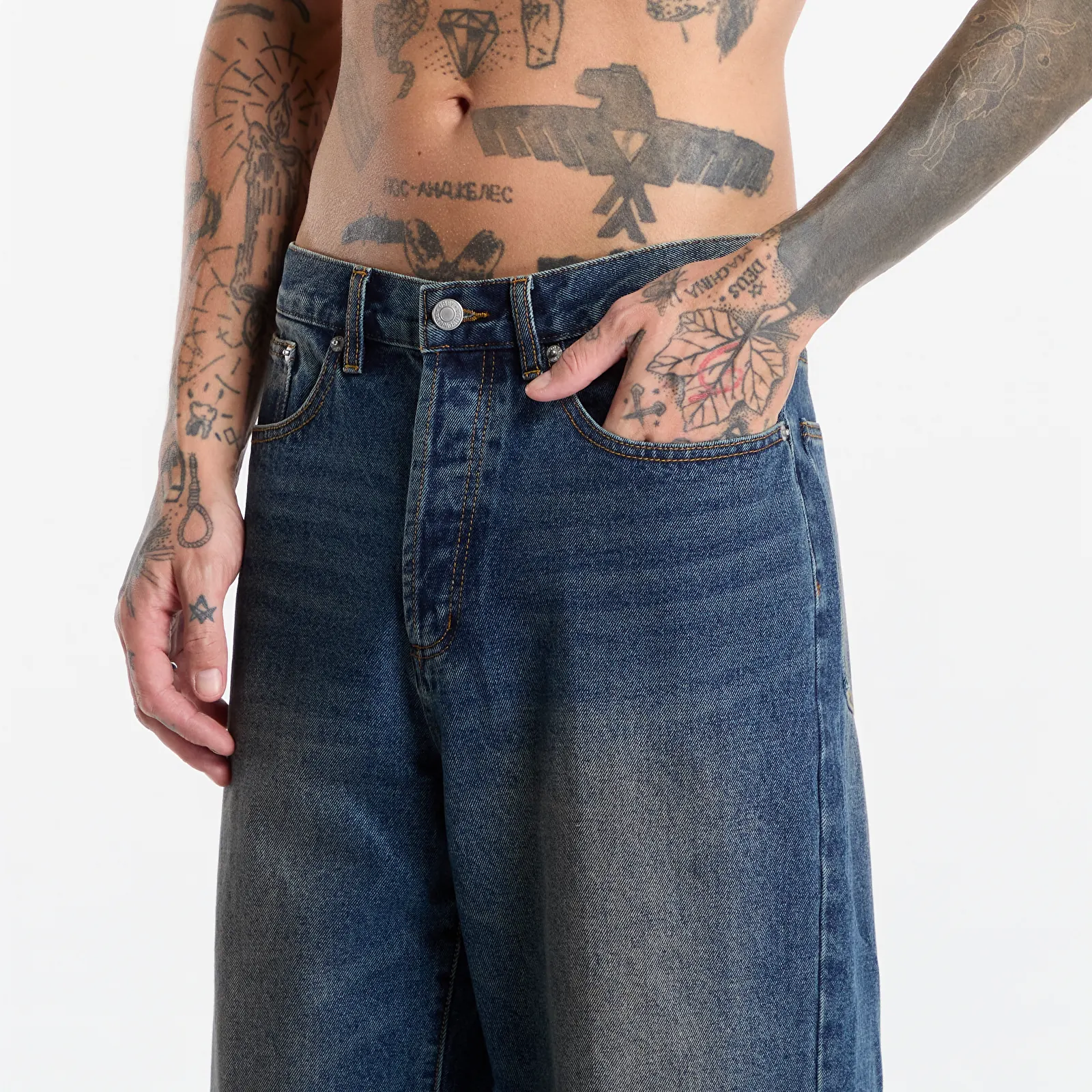 Jeans Obey Classic Baggy Denim Oil Stained Indigo
