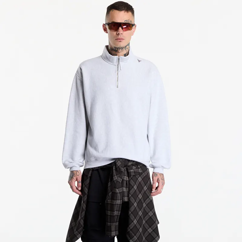 Sweatshirt ROA Logo Half Zip Sweater UNISEX Light Grey