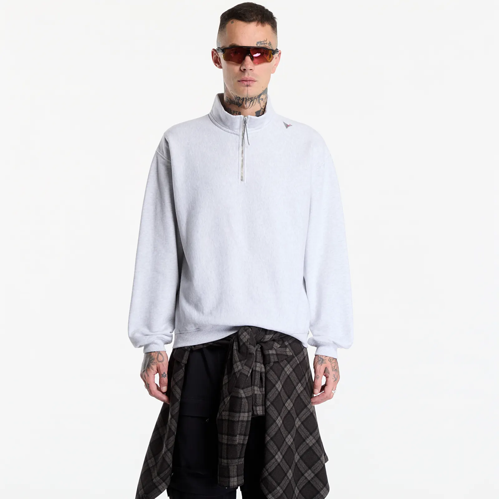 Puloverji   ROA Logo Half Zip Sweater UNISEX Light Grey