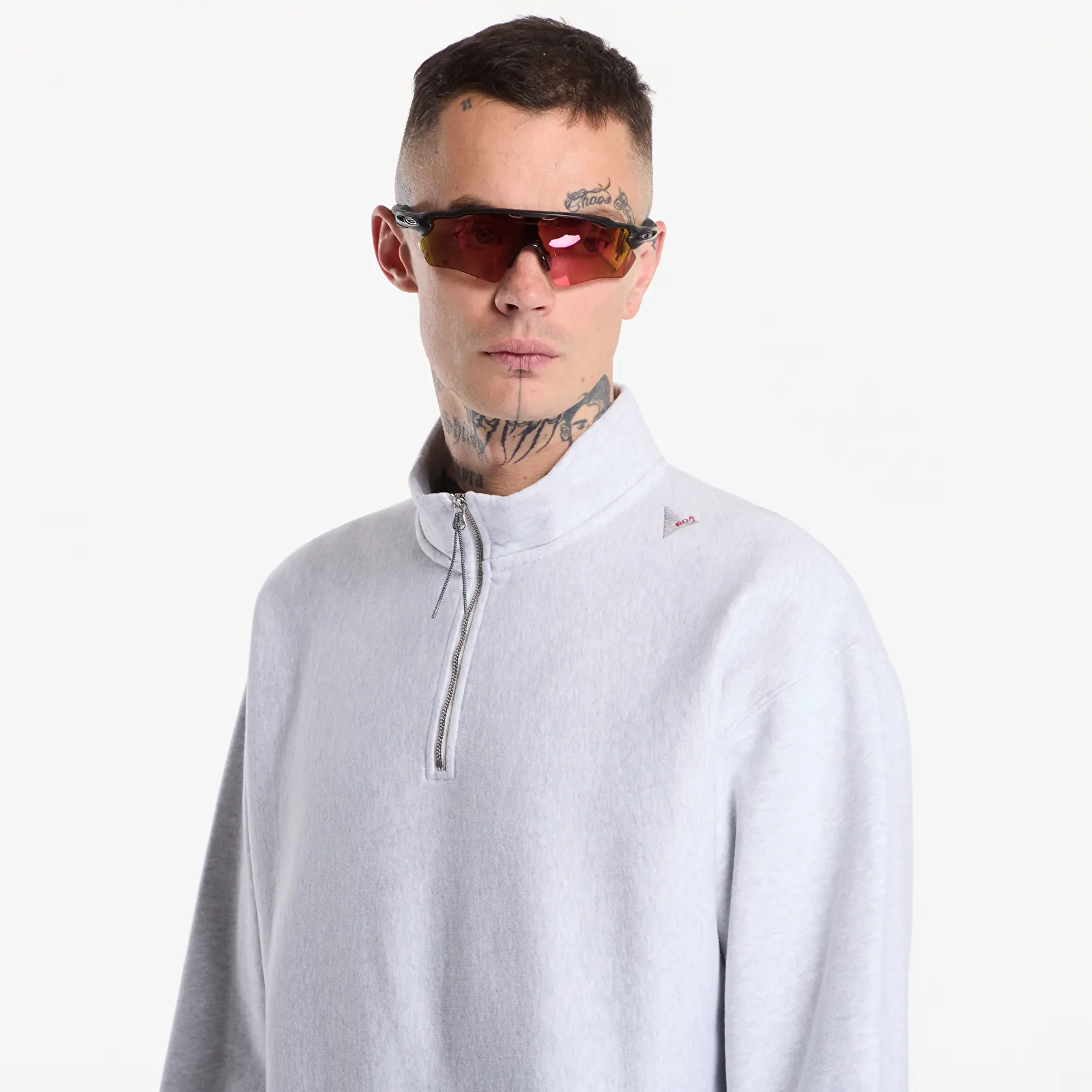 Puloverji   ROA Logo Half Zip Sweater UNISEX Light Grey