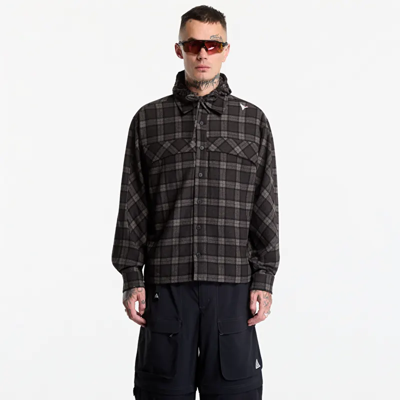 Overhemd ROA Logger Wool Check Long Sleeve Shirt Anthracite