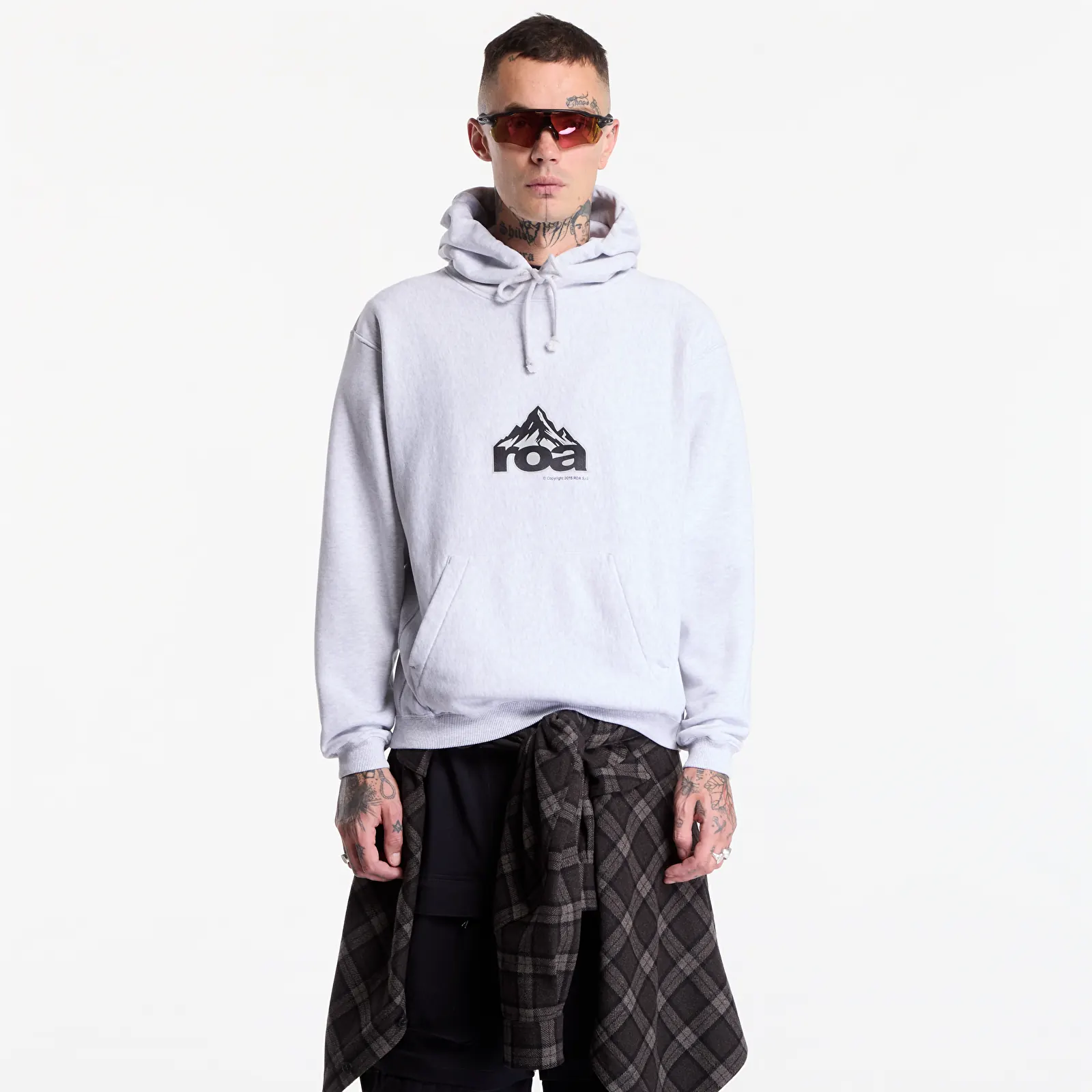 Bluzy ROA Mountain Logo Hoodie Light Grey