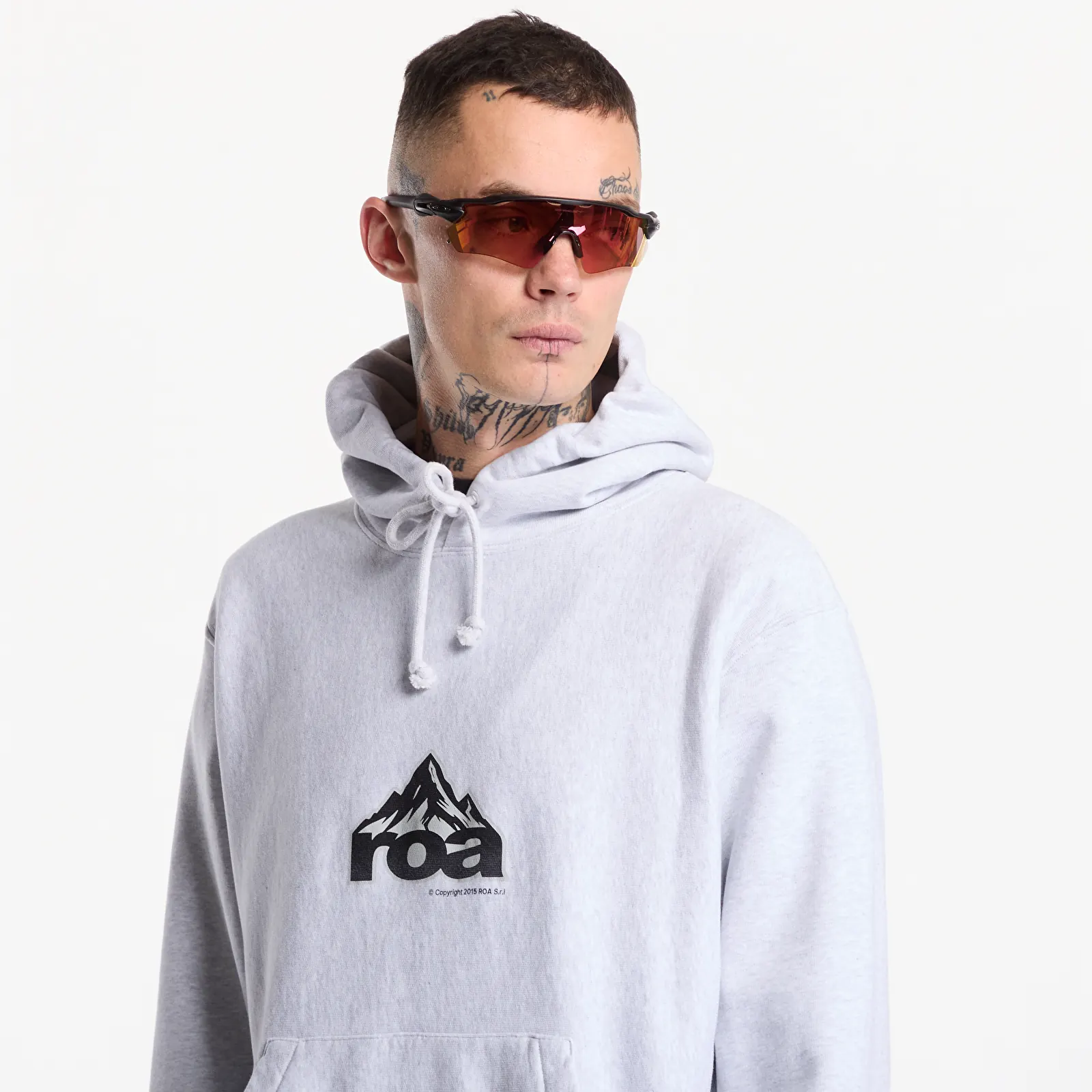 Bluzy ROA Mountain Logo Hoodie Light Grey