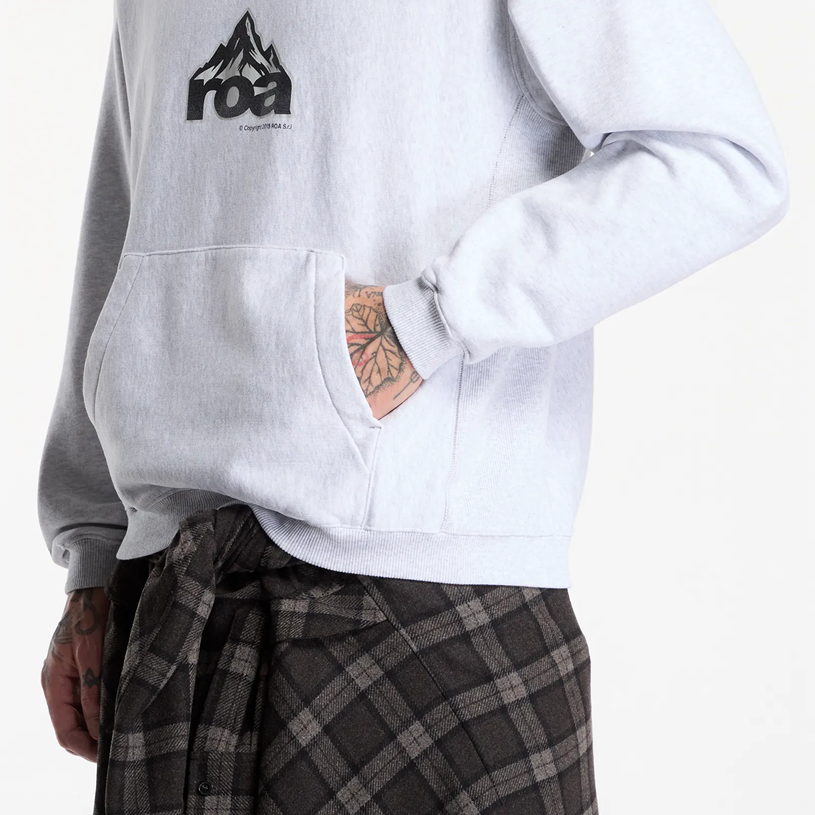 Bluzy ROA Mountain Logo Hoodie Light Grey