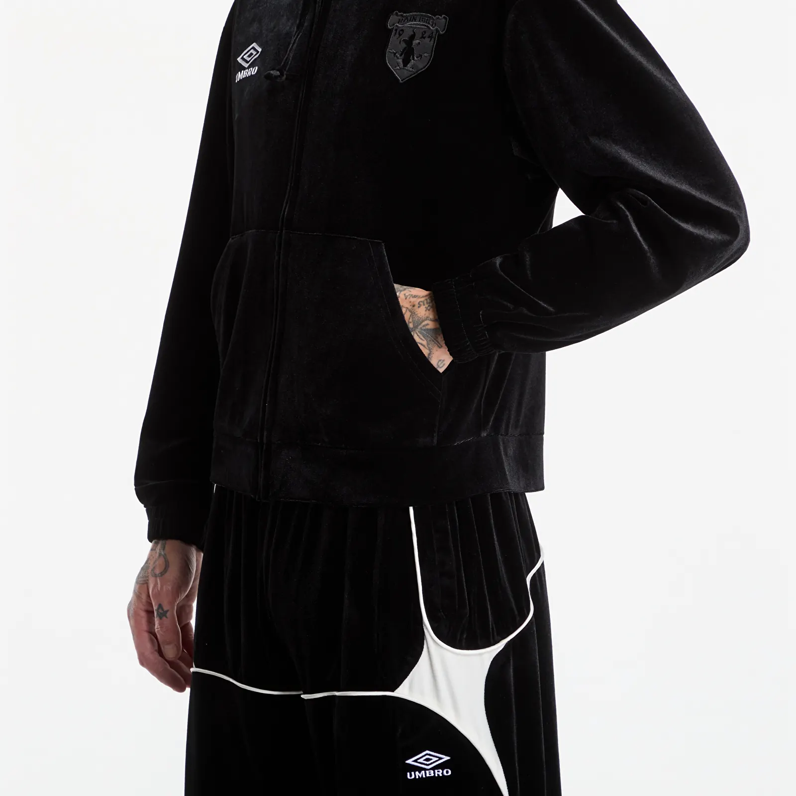 Hanorace Umbro Velvet Masked Zip Hoodie Black