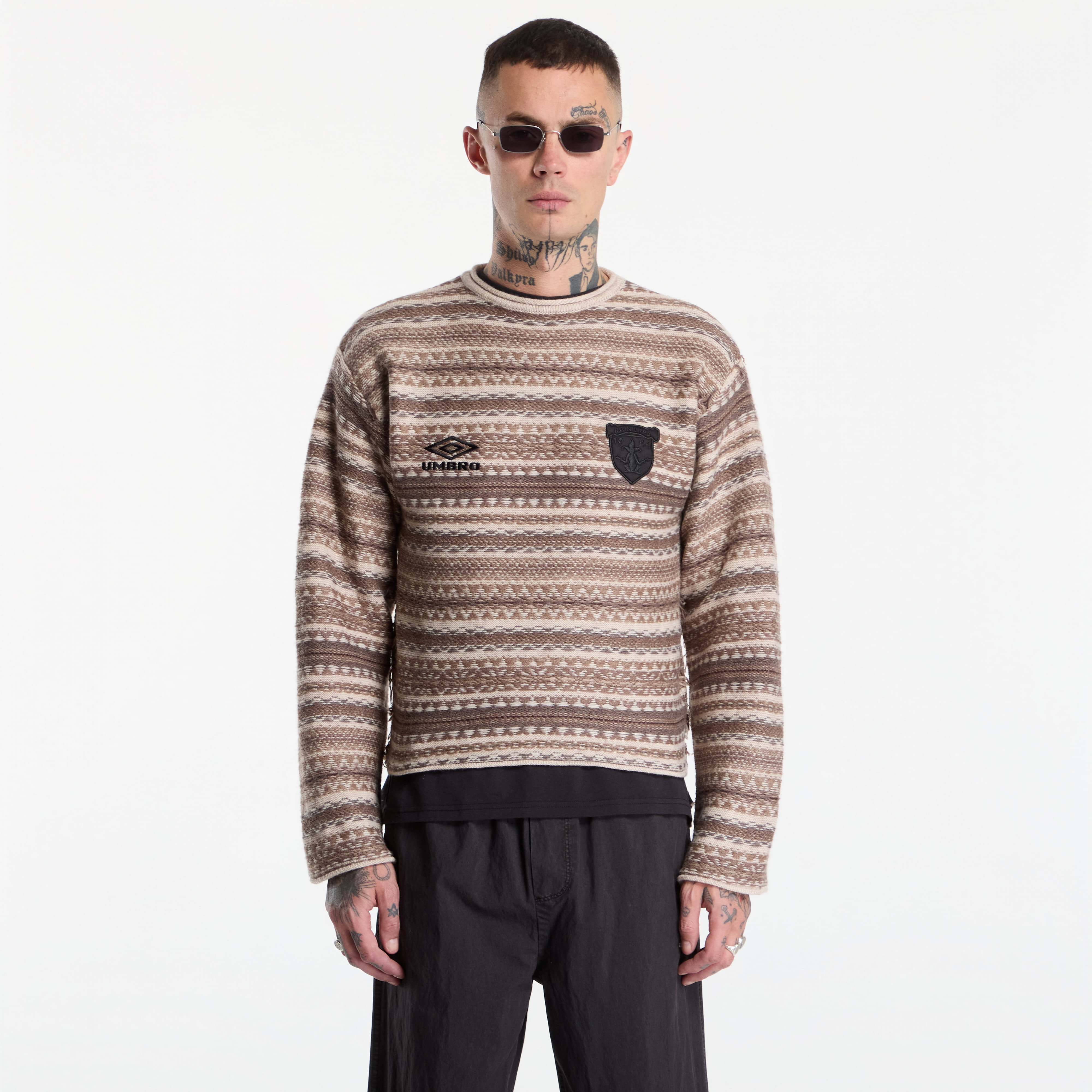 Pulover Umbro Fair Isle Crest Crew Greige XL