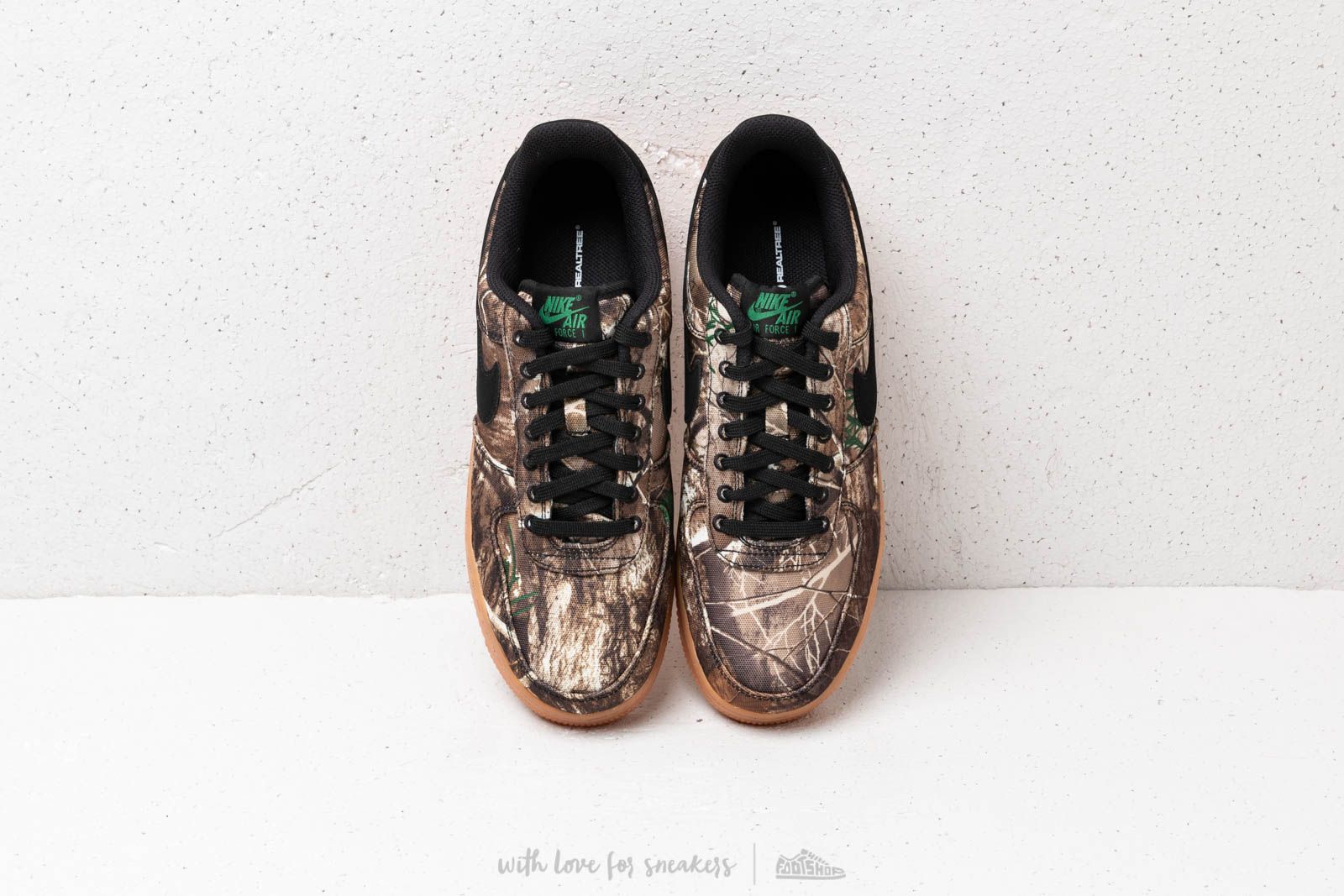 Men s shoes Nike Air Force 1 07 LV8 3 Realtree Camo Pack Black Black Aloe Verde Gum Med Brown Footshop