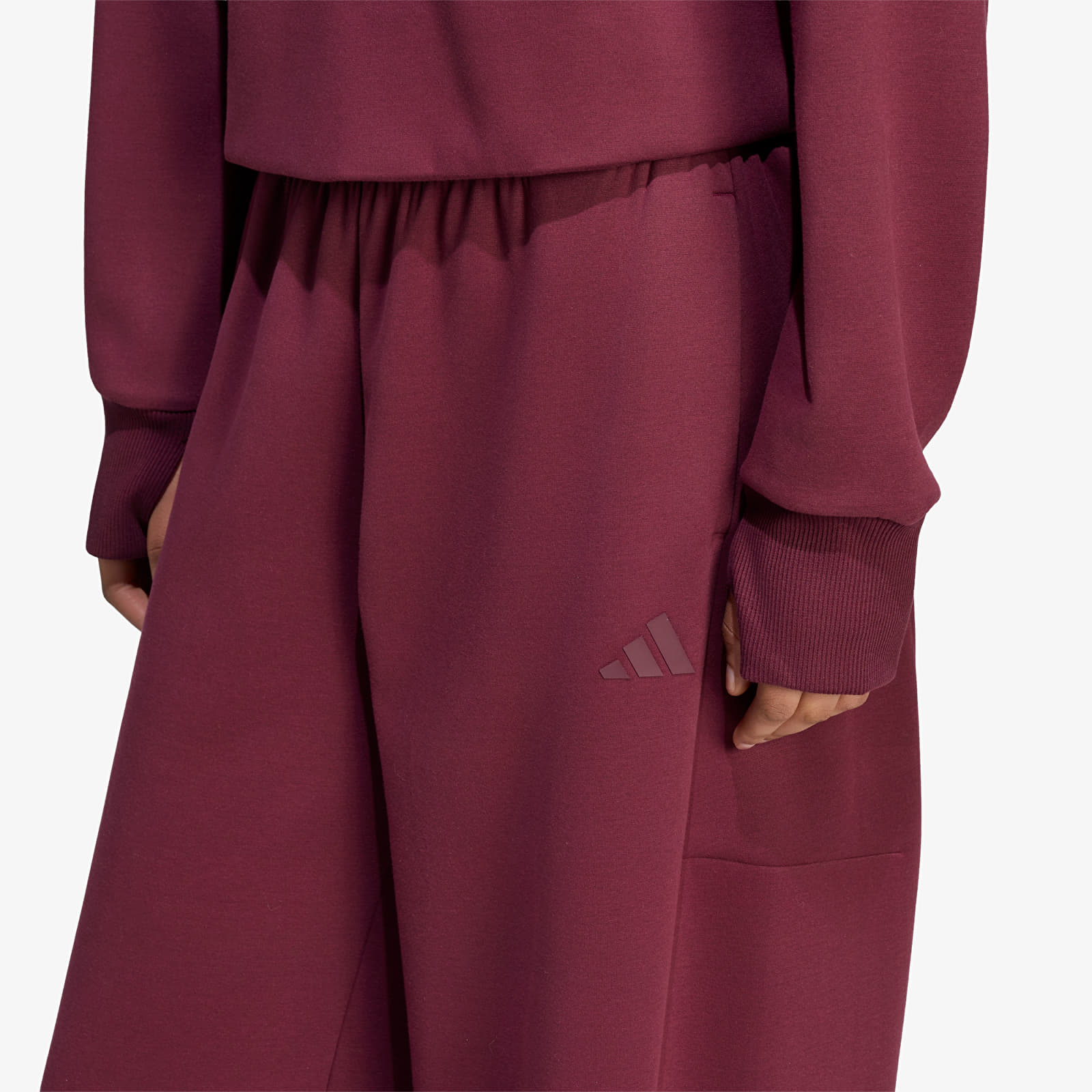 Tepláky adidas Soft Lux Winter Knit Barrel Pants Maroon