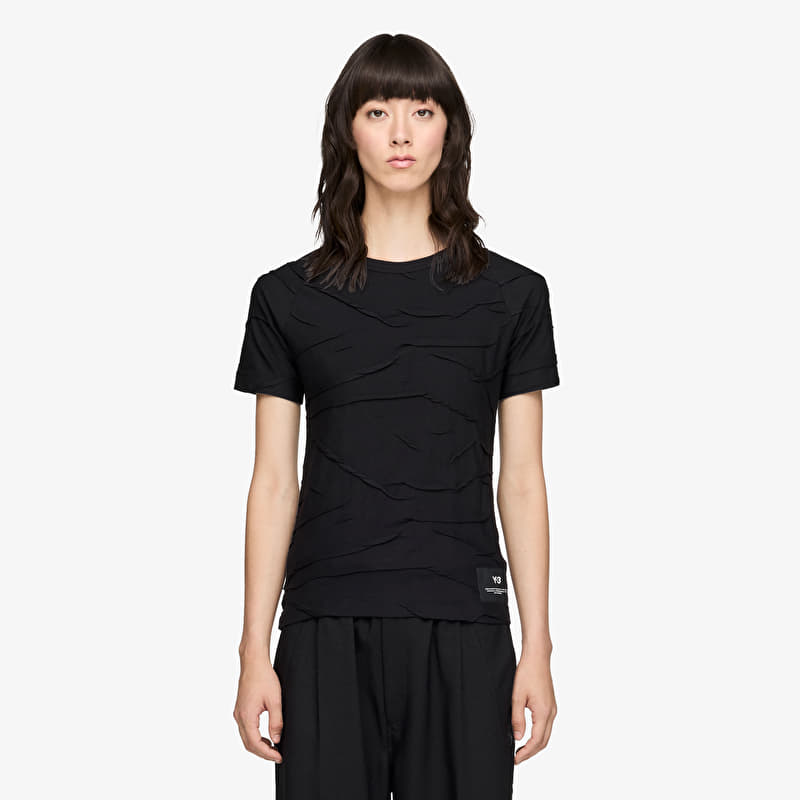Tričko Y-3 Pleated Short Sleeve Tee Black