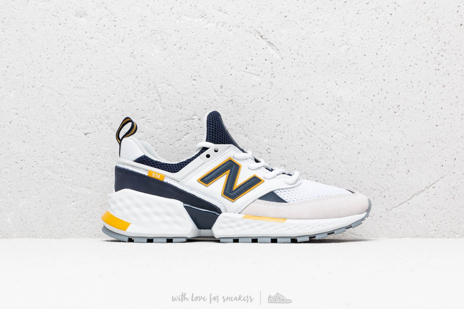 Men s shoes New Balance 574 White Blue Yellow Footshop