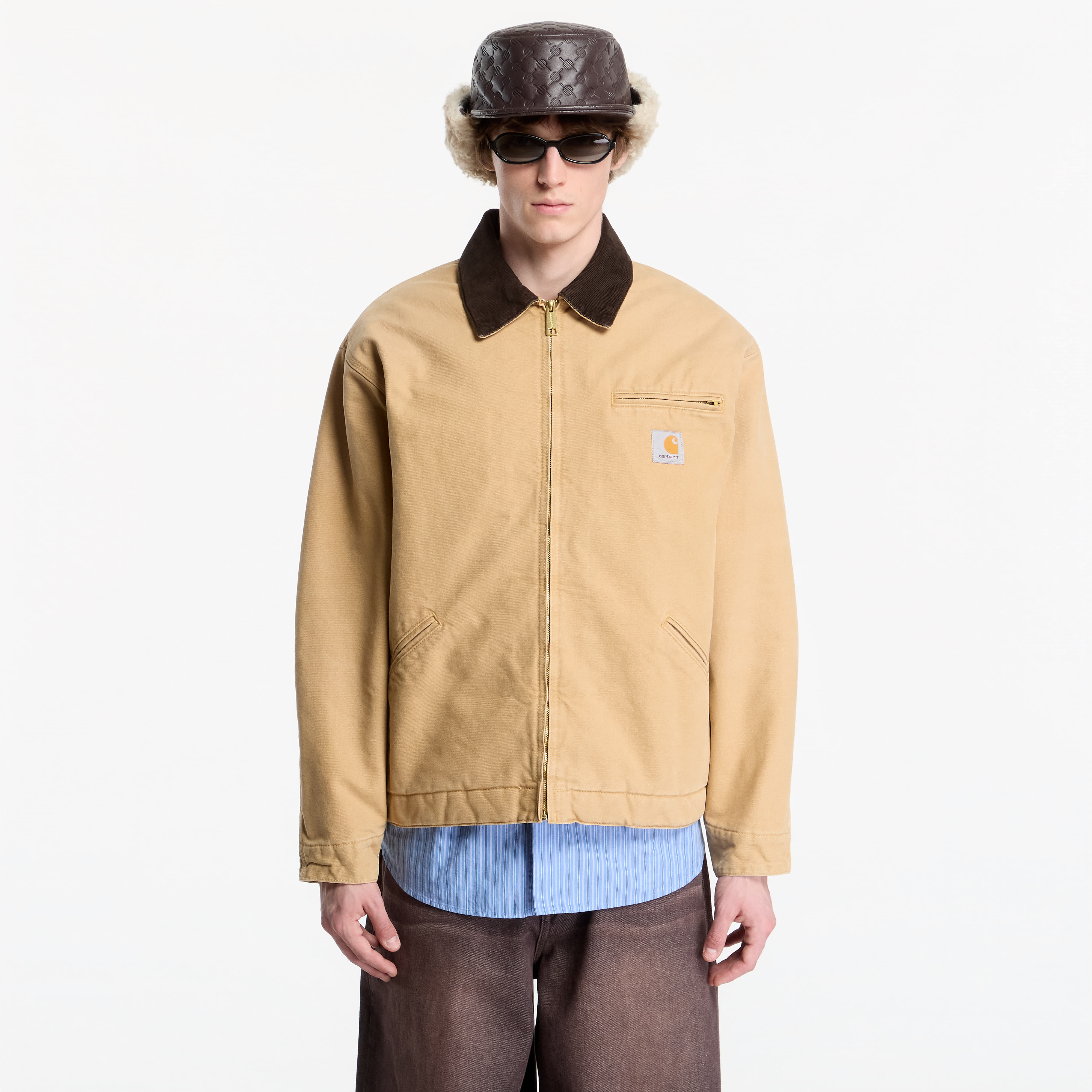 Jachetă Carhartt WIP OG Detroit Jacket UNISEX WIP Dusty H/ Tobacco Stone Canvas XXL