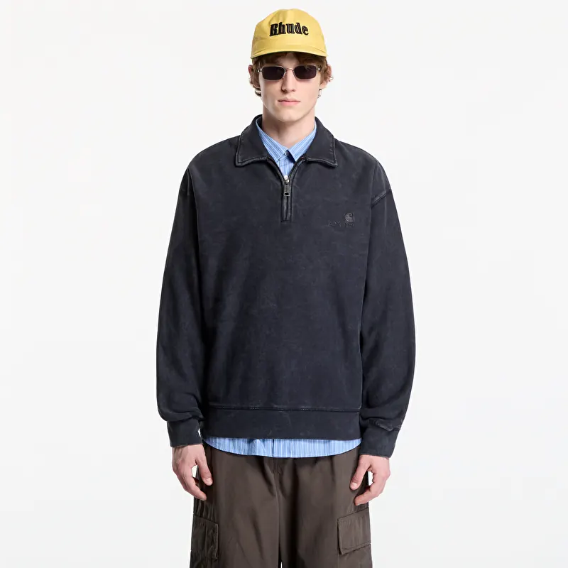 Sweatshirt Carhartt WIP Lambert Polo Sweat Black Moon Wash