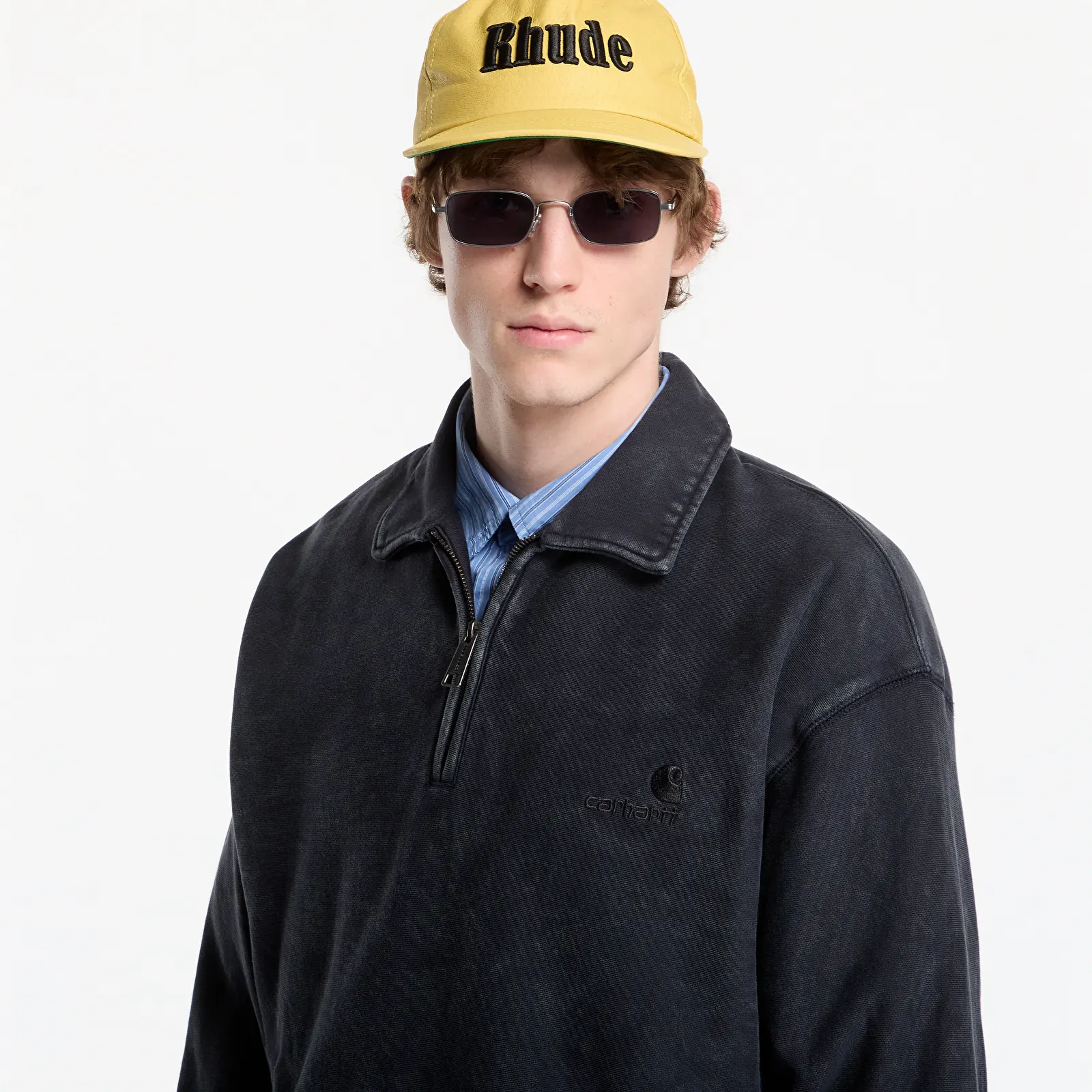 Hoodies and sweatshirts  Carhartt WIP Lambert Polo Sweat Black Moon Wash