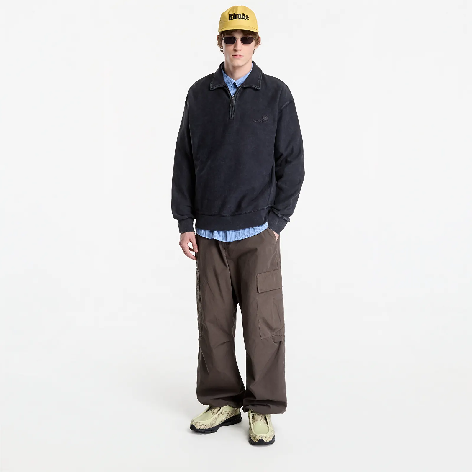 Hoodies and sweatshirts  Carhartt WIP Lambert Polo Sweat Black Moon Wash