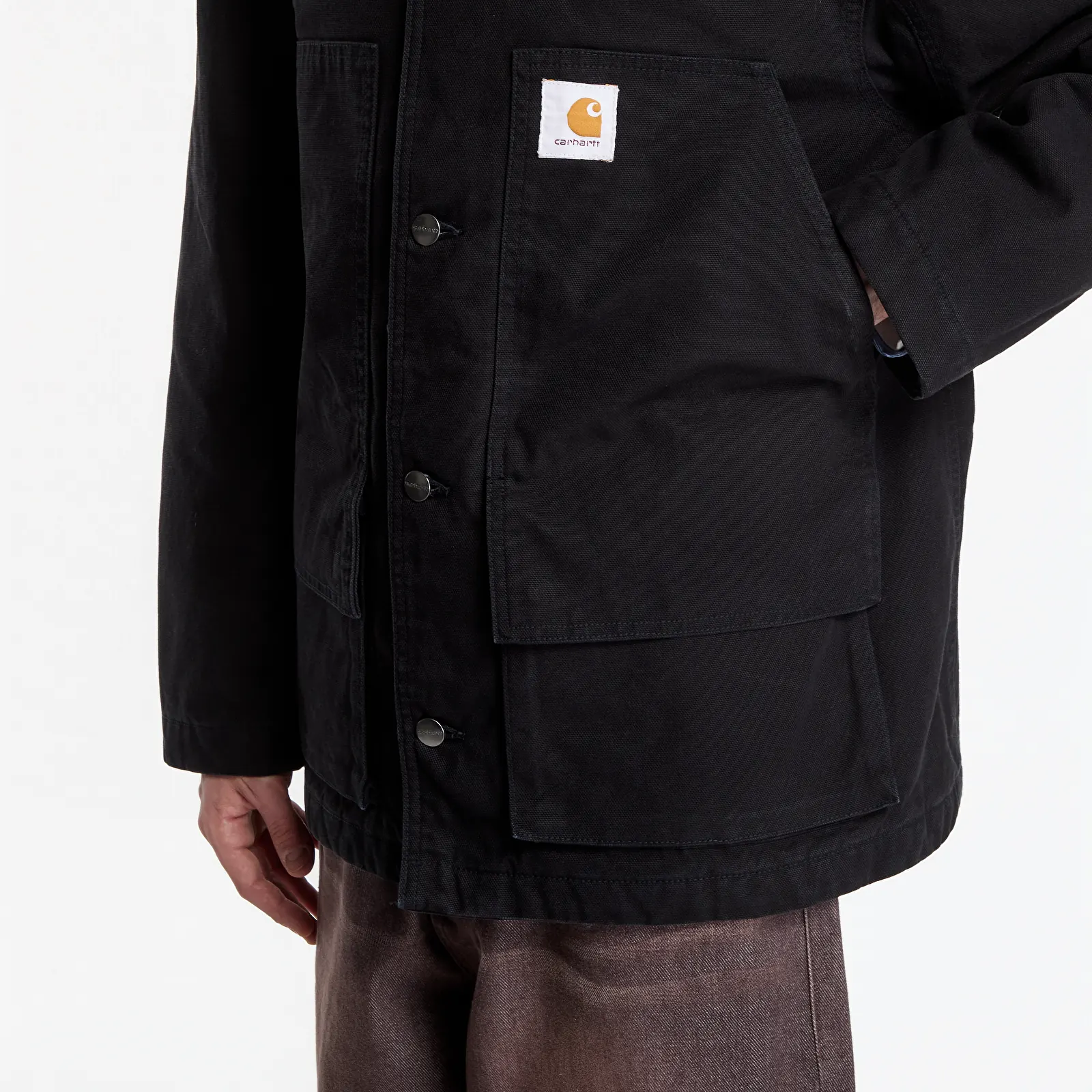 Kabátok Carhartt WIP Lander Coat UNISEX Black/ Black Stone Washed