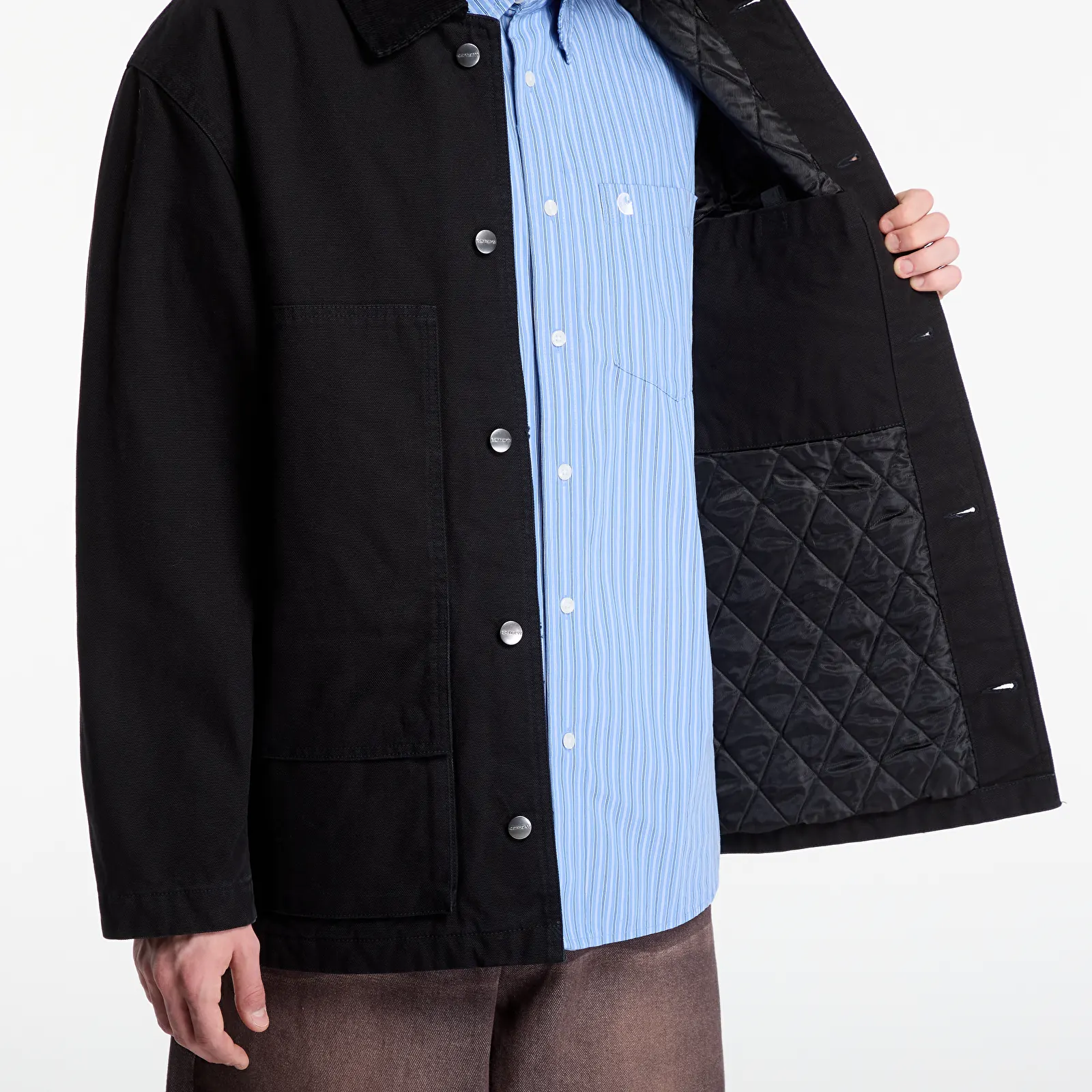 Kabátok Carhartt WIP Lander Coat UNISEX Black/ Black Stone Washed