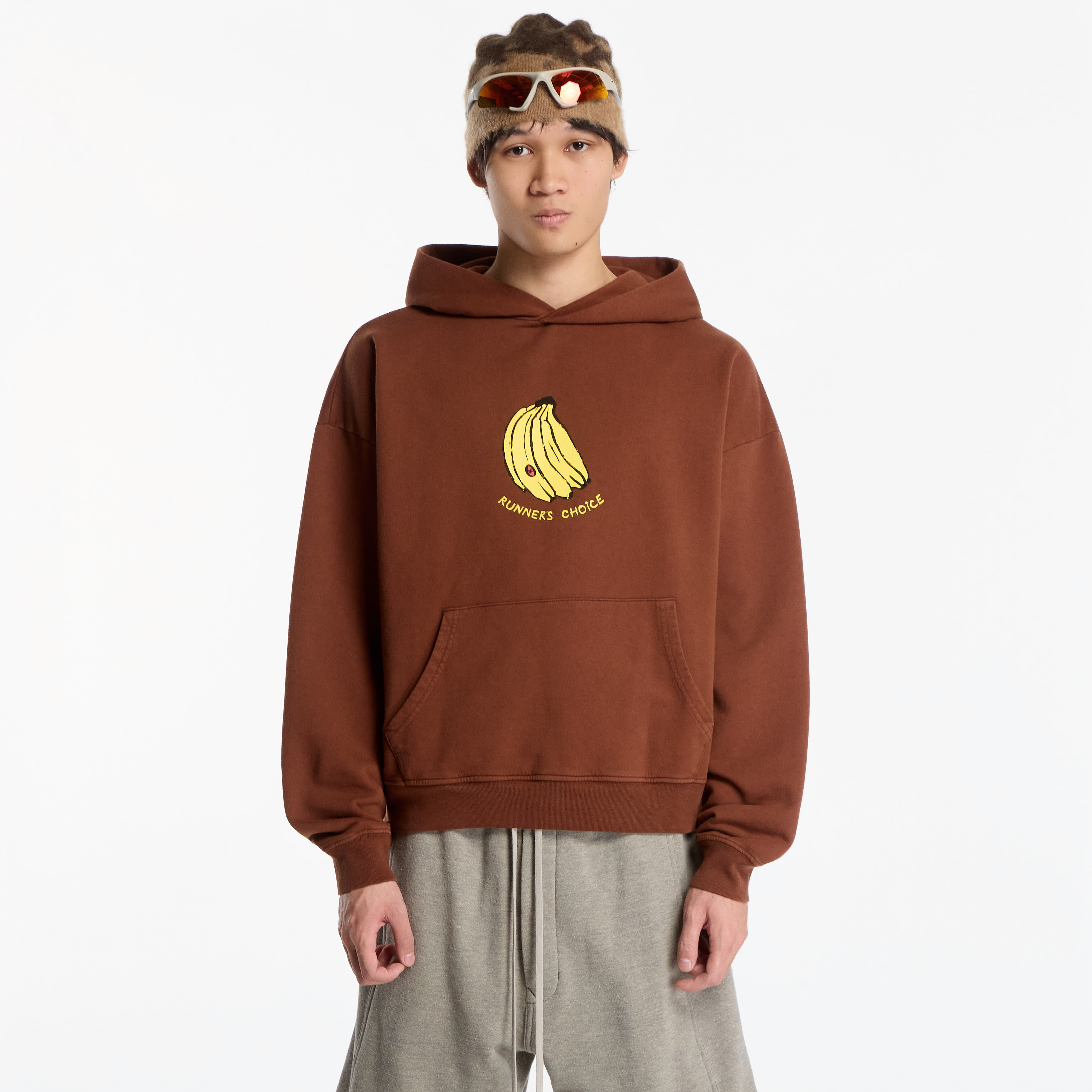 Суитшърт District Vision California Cotton Hoodie UNISEX Runner's Choice Cacao L