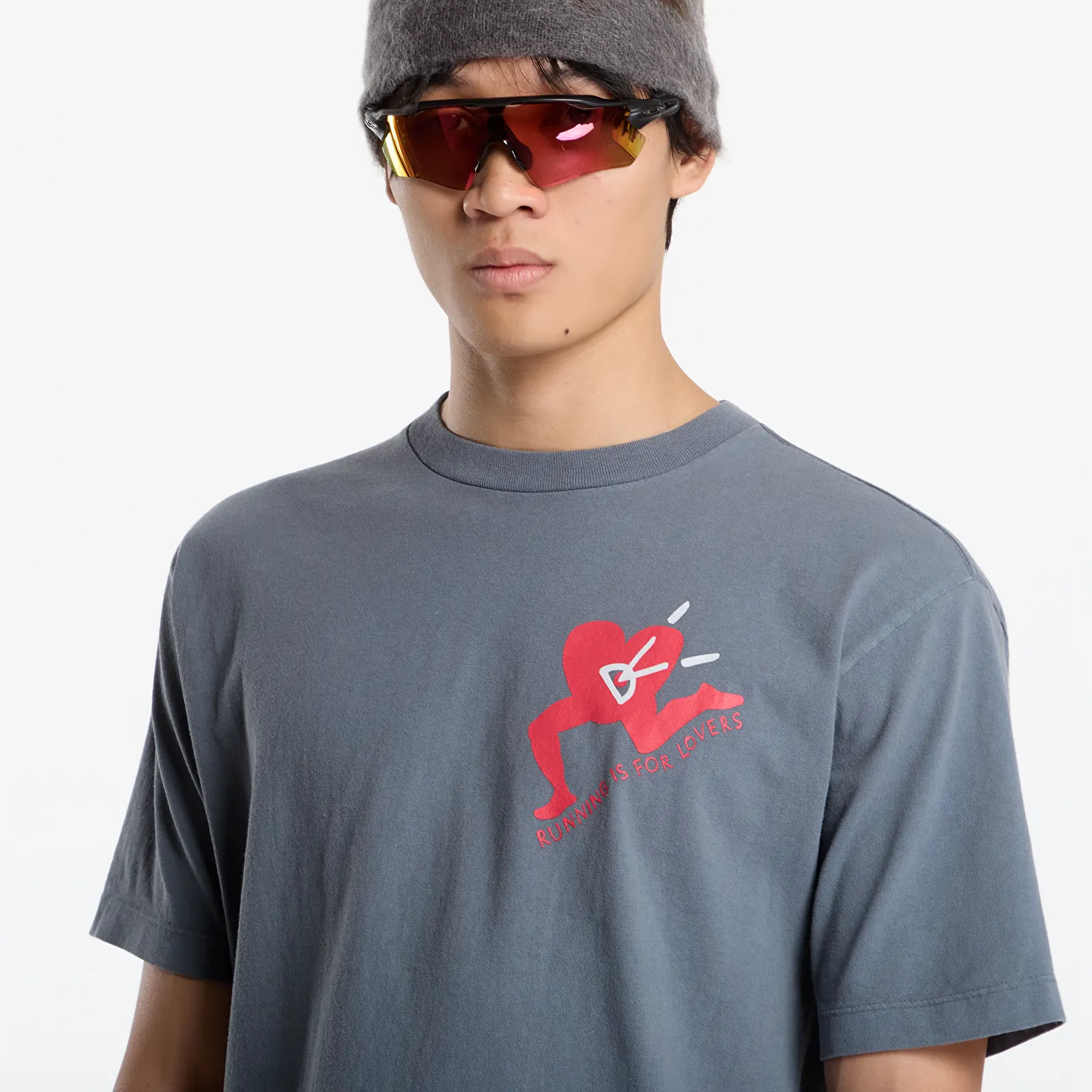 T-Shirts District Vision California Cotton Tee UNISEX Run With Heart Coastal Grey