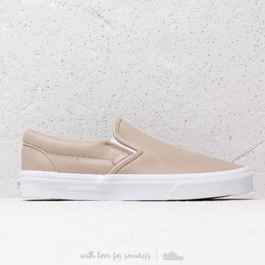 Vans slip top on leather beige