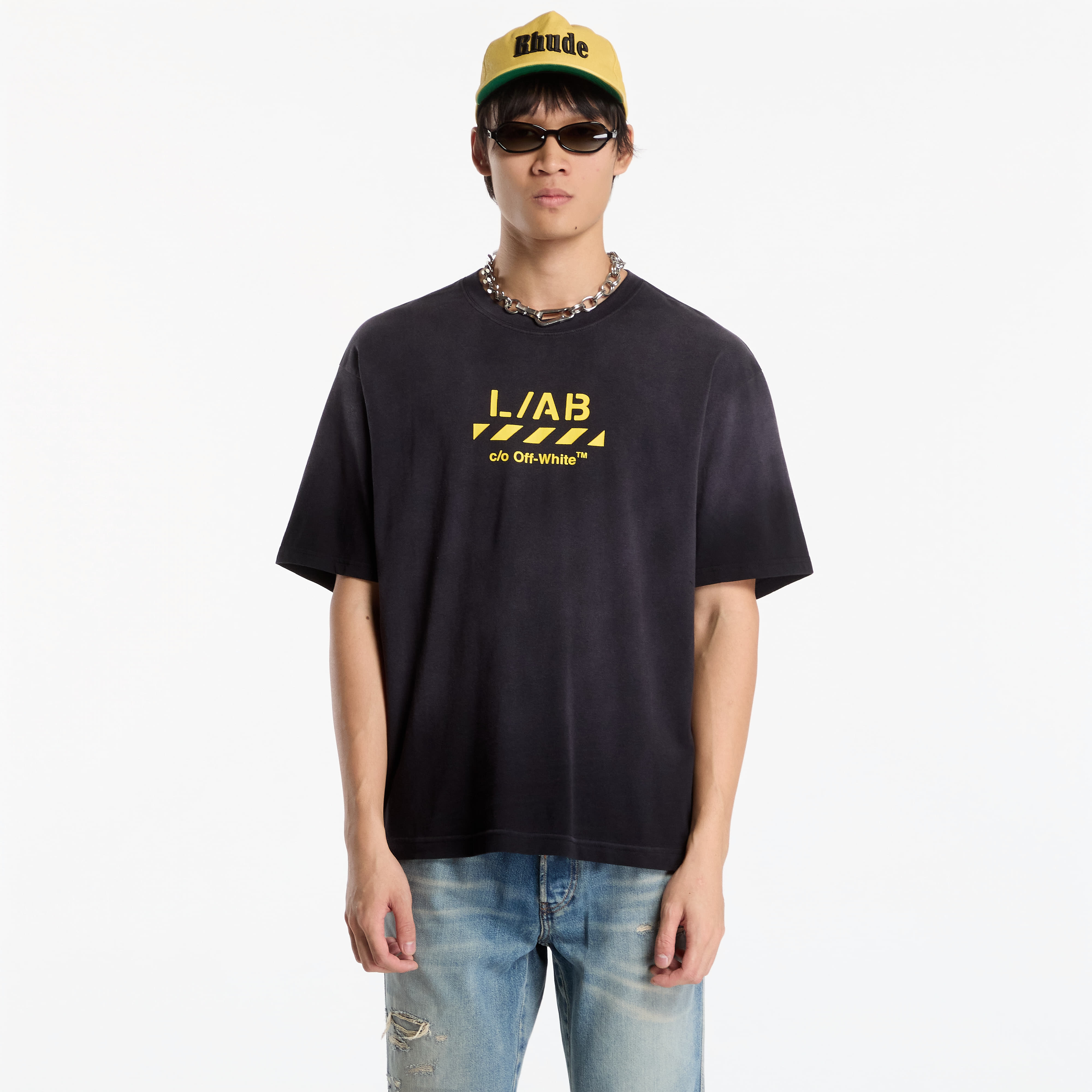 Tričko L/AB c/o Off-White™ Diag Garment Wash S/S Tee Black S