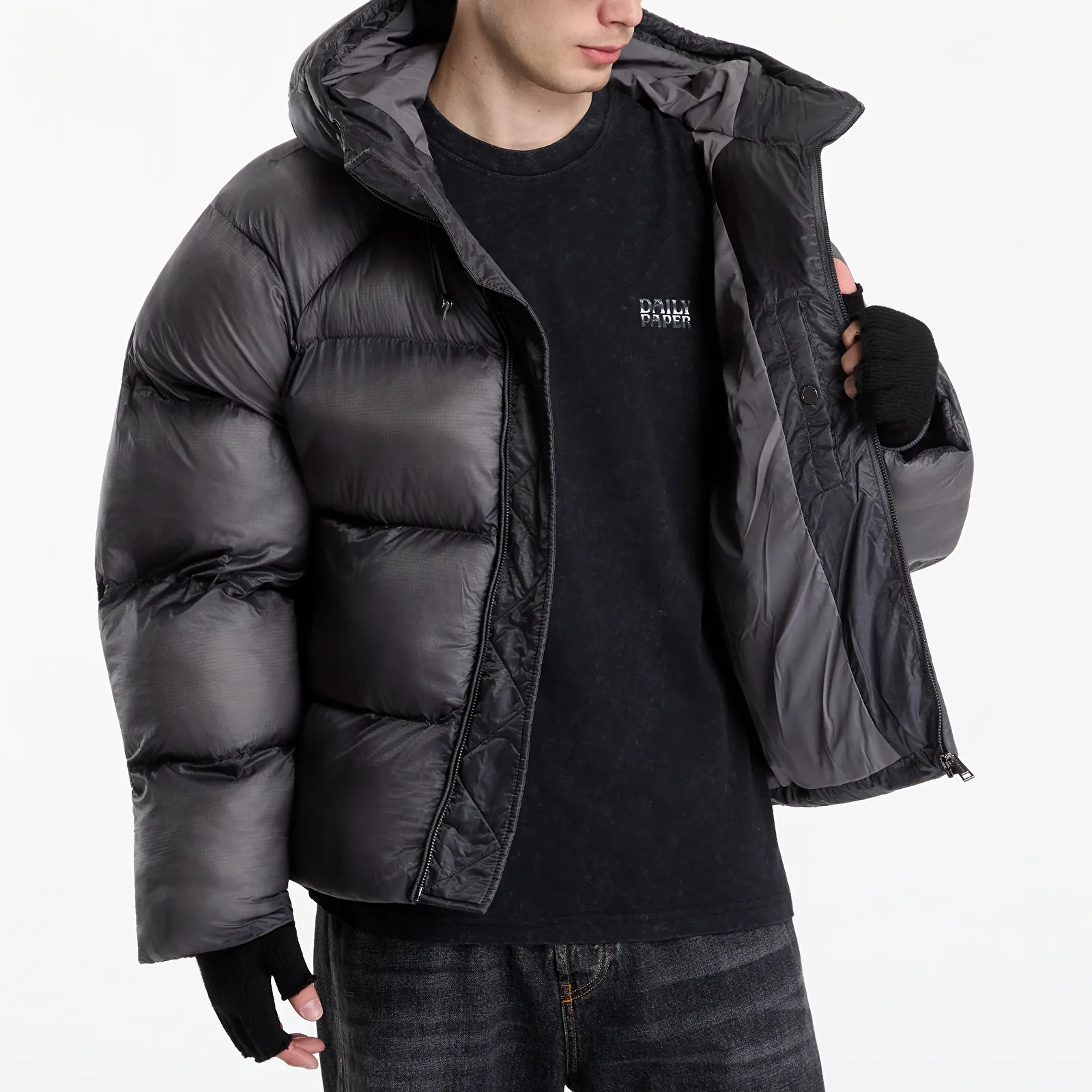 Jakker Daily Paper Raglan Sleeve Dias Puffer Jacket Black