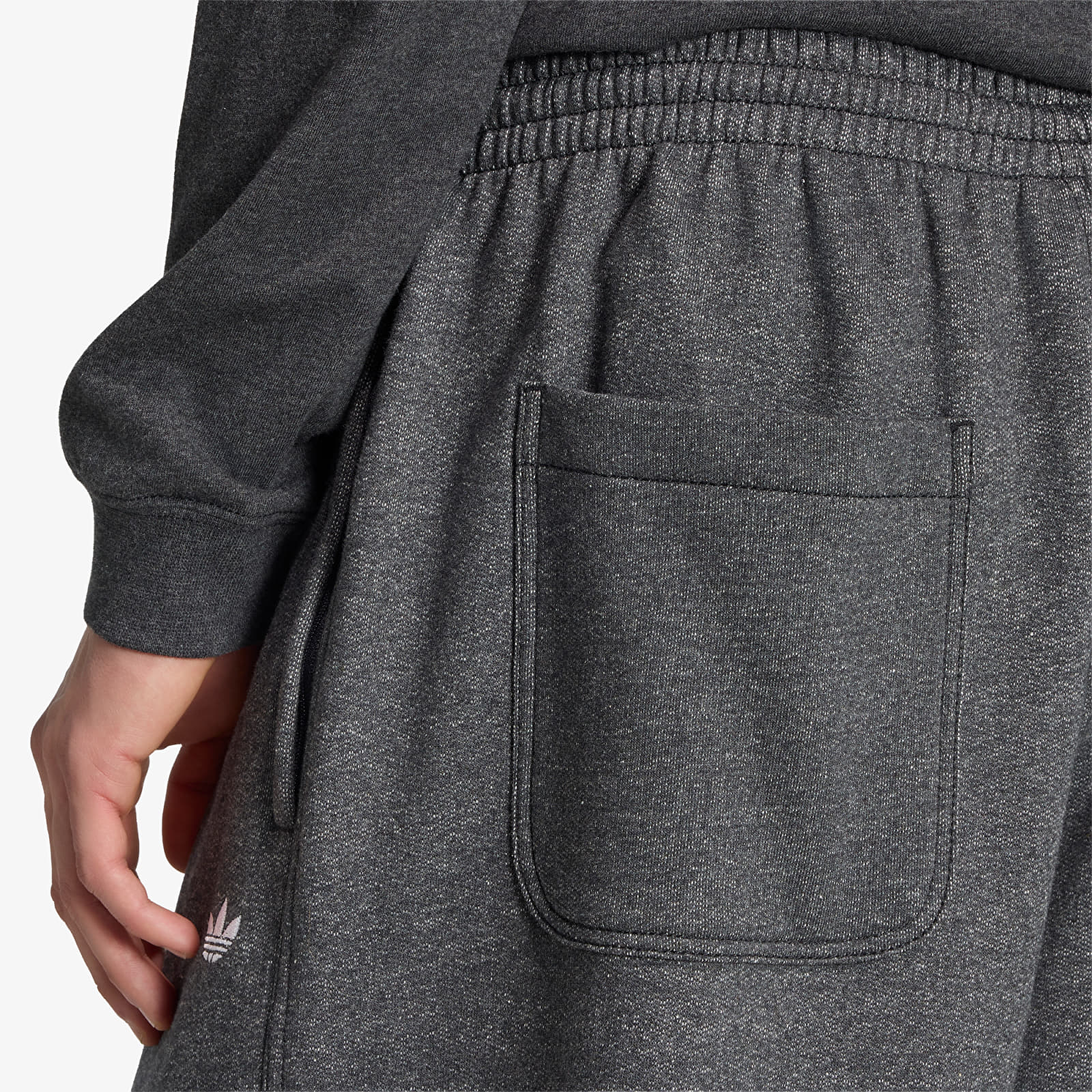 Pantaloni bărbați adidas Trefoil Essentials Melange Baggy Open Hem Dark Grey Heather